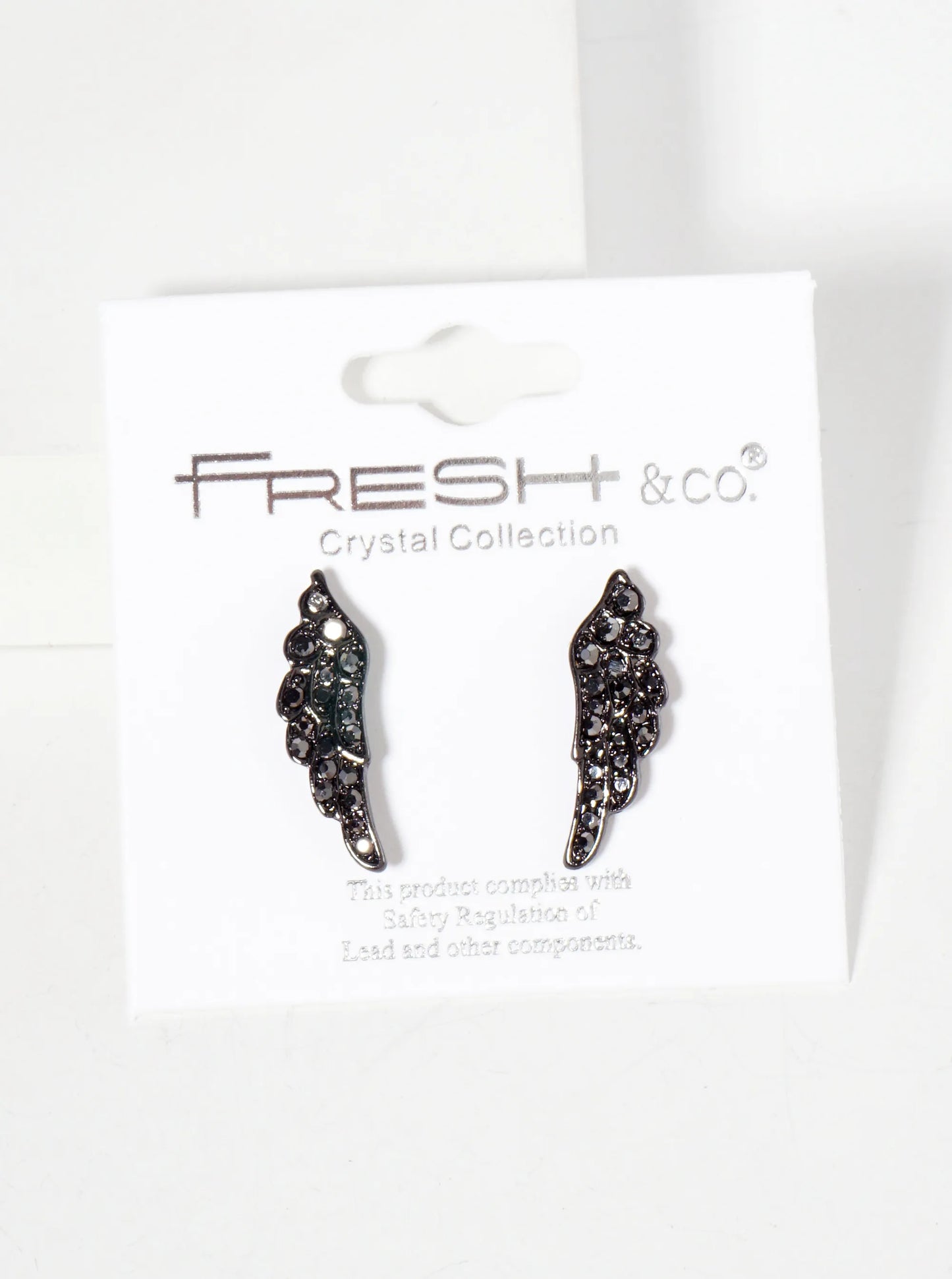 Religious-Theme Crystal-Pave Symmetrical Angel Wings Stud Earrings