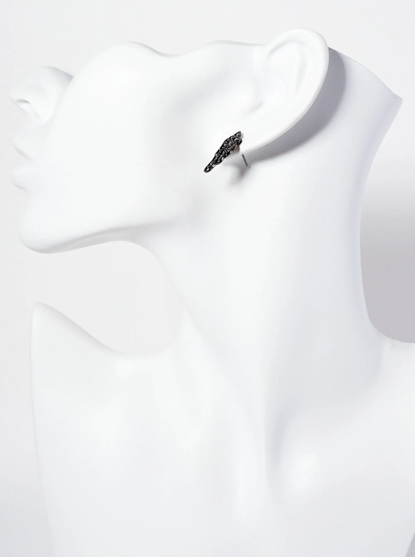 Religious-Theme Crystal-Pave Symmetrical Angel Wings Stud Earrings