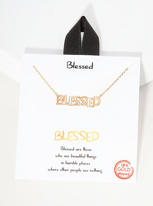 Religious-Theme Cut-Out Blessed Pendant 18K-Gold-Dipped Necklace