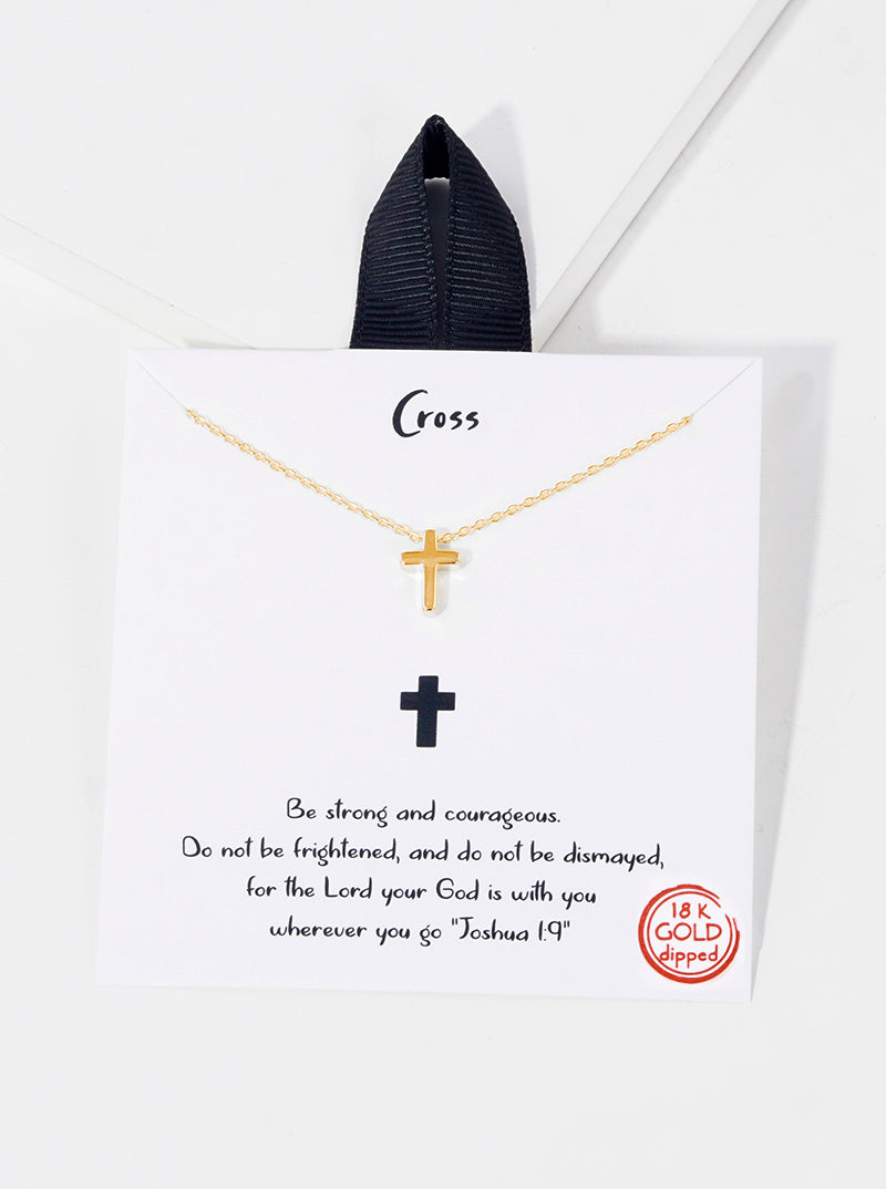 Religious-Theme Dainty Cross Pendant 18K-Gold-Dipped Necklace