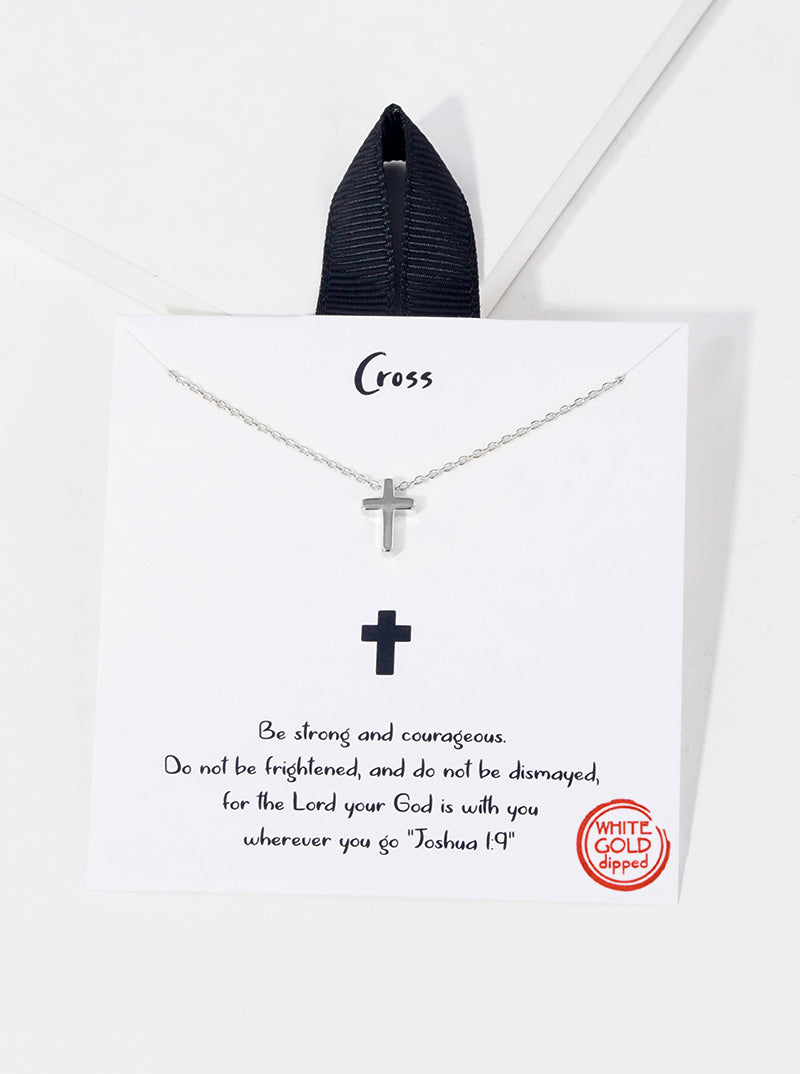 Religious-Theme Dainty Cross Pendant 18K-Gold-Dipped Necklace