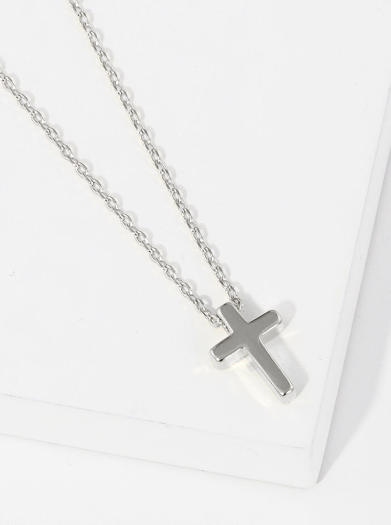 Religious-Theme Dainty Cross Pendant 18K-Gold-Dipped Necklace