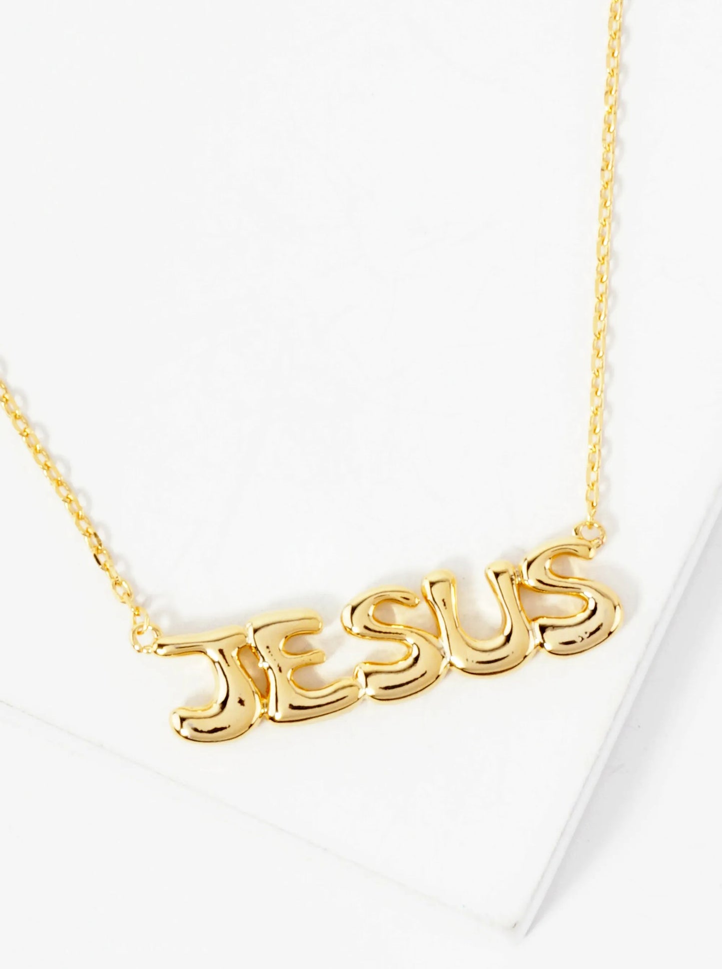 Religious-Theme John 10 11 Polished Brass Jesus Word Pendant Hypoallergenic 18K-Gold-Dipped Necklace