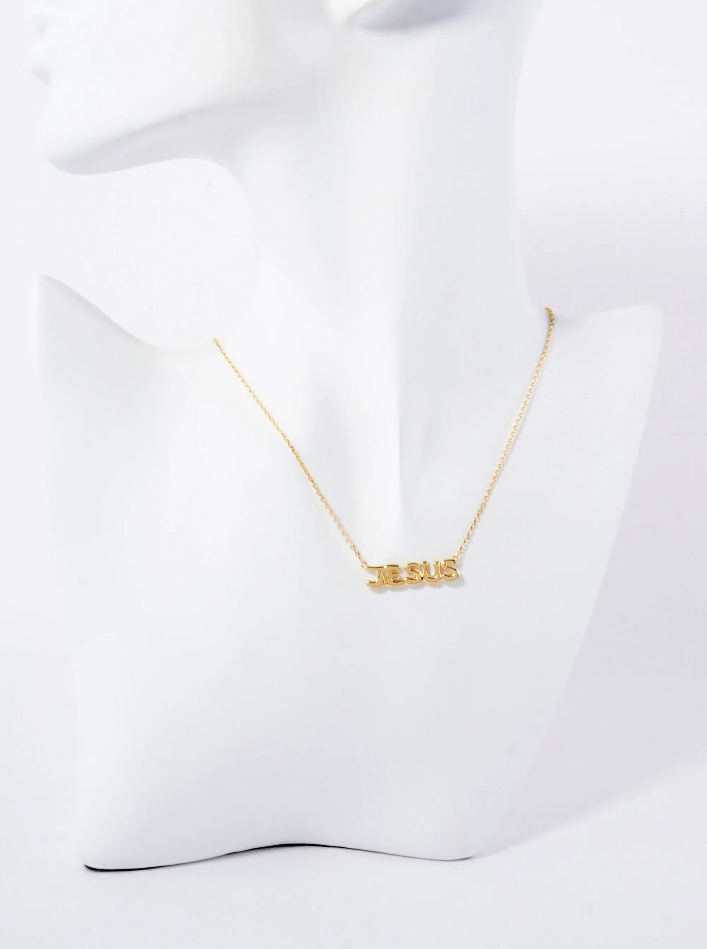 Religious-Theme John 10 11 Polished Brass Jesus Word Pendant Hypoallergenic 18K-Gold-Dipped Necklace