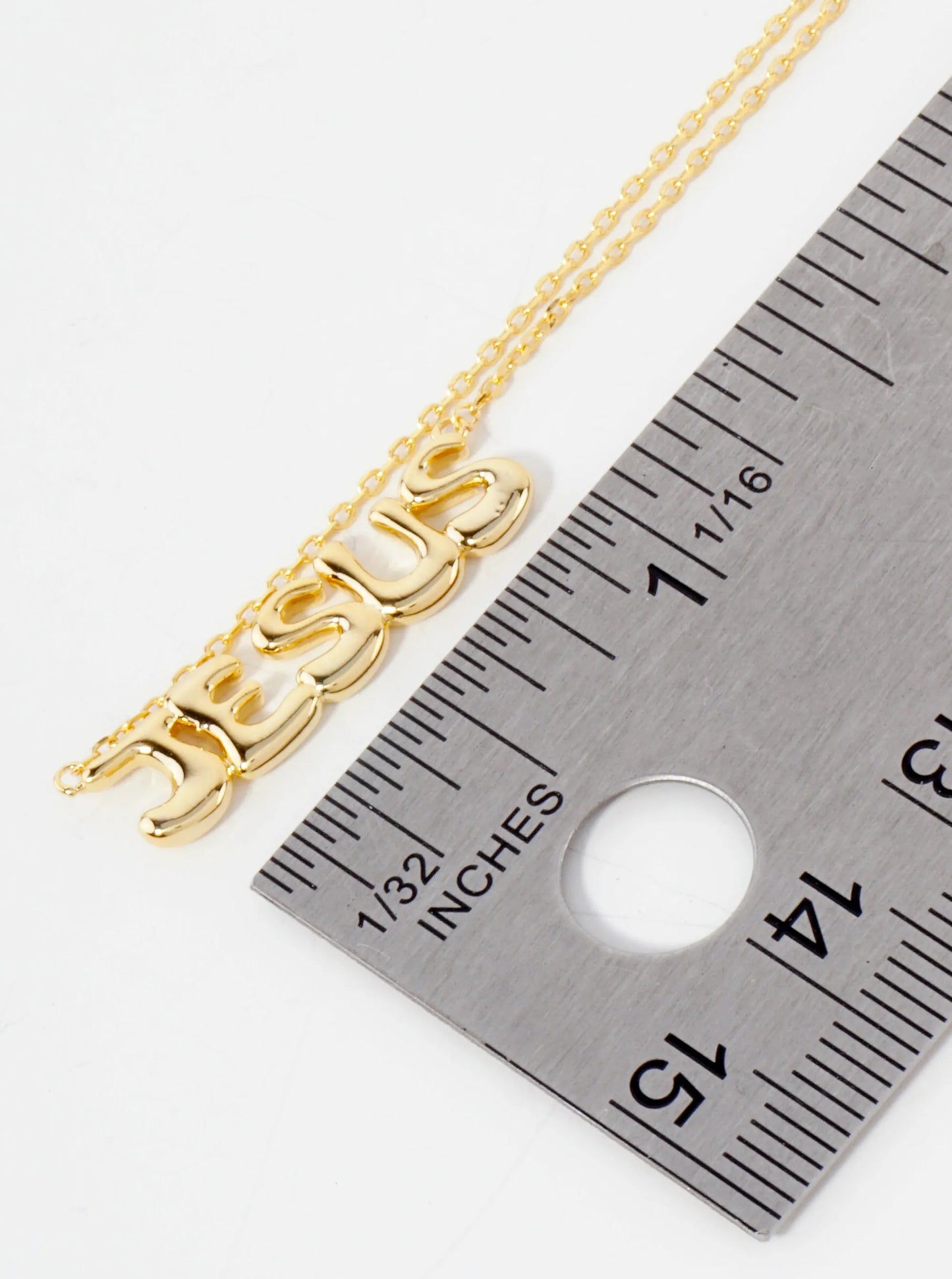 Religious-Theme John 10 11 Polished Brass Jesus Word Pendant Hypoallergenic 18K-Gold-Dipped Necklace