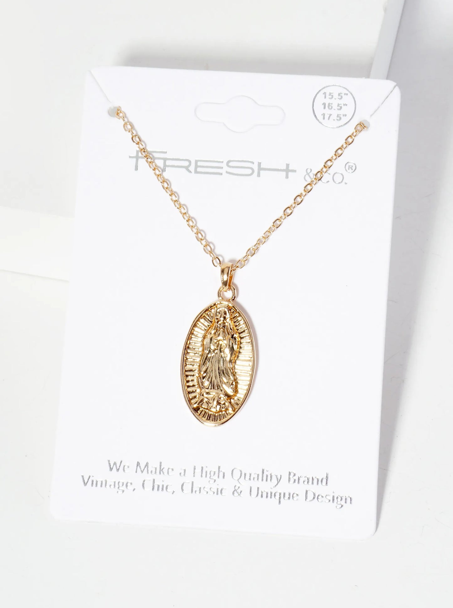 Religious-Theme Oval-Shape Miraculous Mary Medal Pendant Necklace