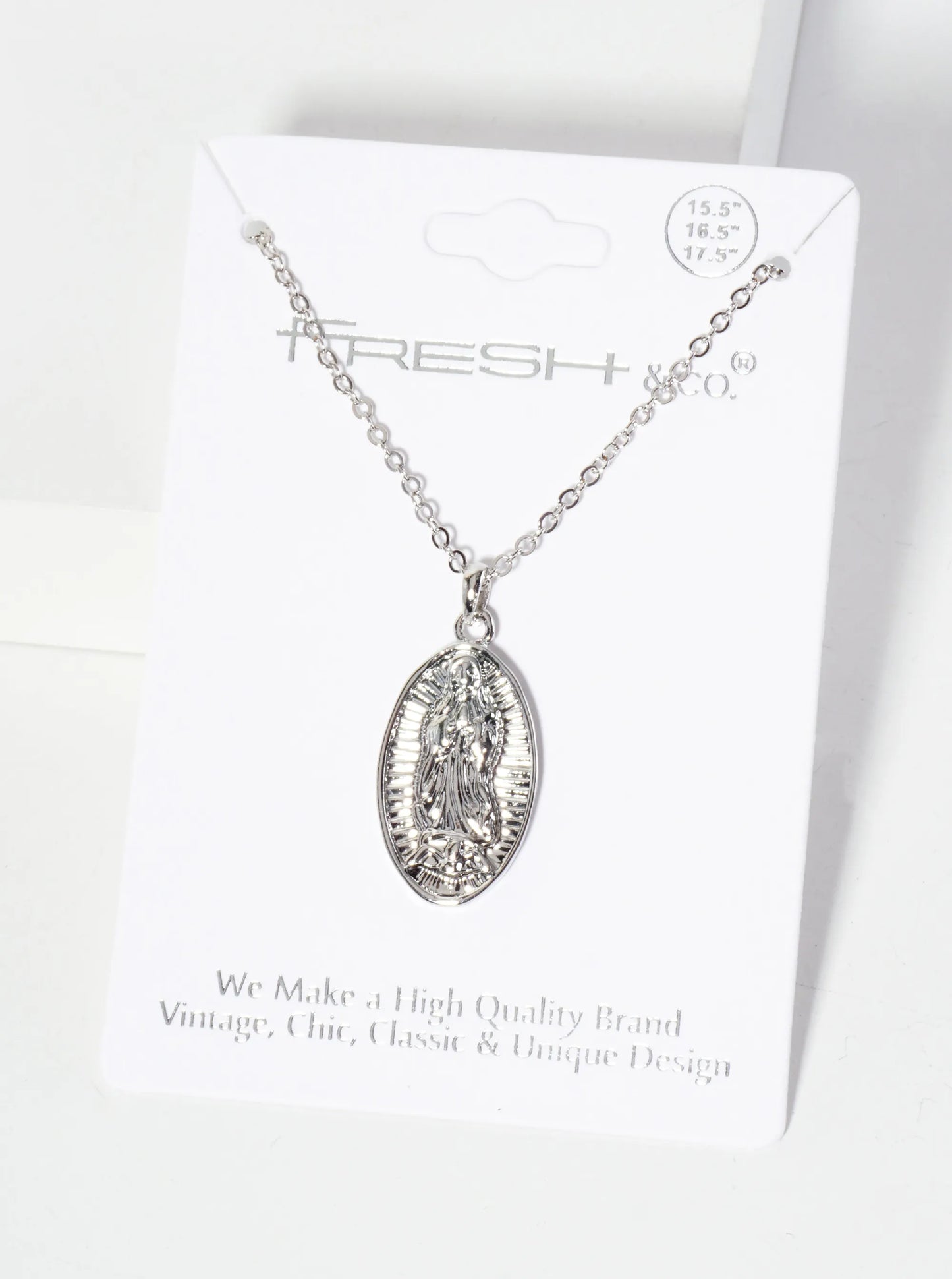 Religious-Theme Oval-Shape Miraculous Mary Medal Pendant Necklace
