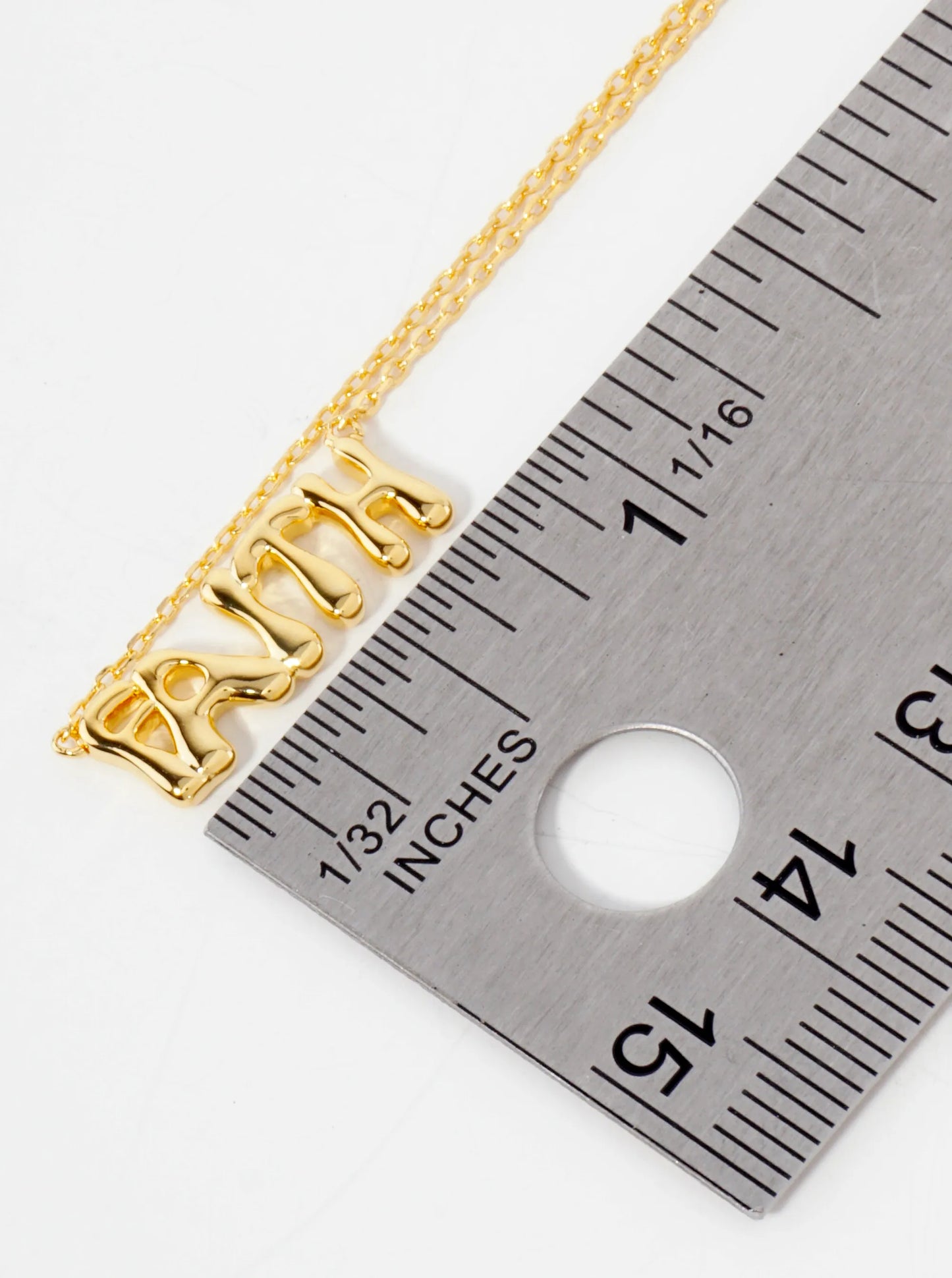 Religious-Theme Polished Brass Faith Word Pendant Hypoallergenic 18K-Gold-Dipped Necklace