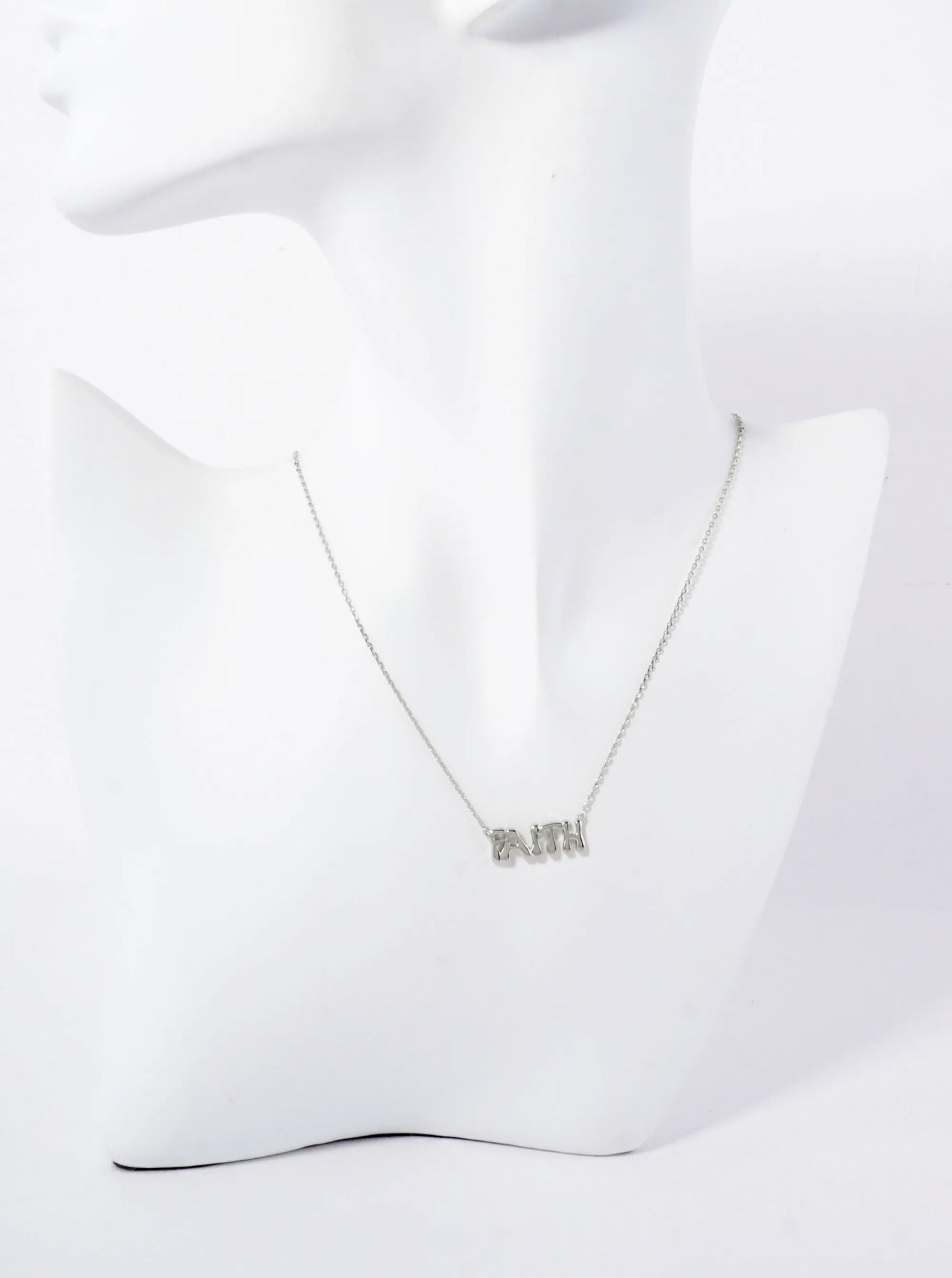 Religious-Theme Polished Brass Faith Word Pendant Hypoallergenic 18K-Gold-Dipped Necklace