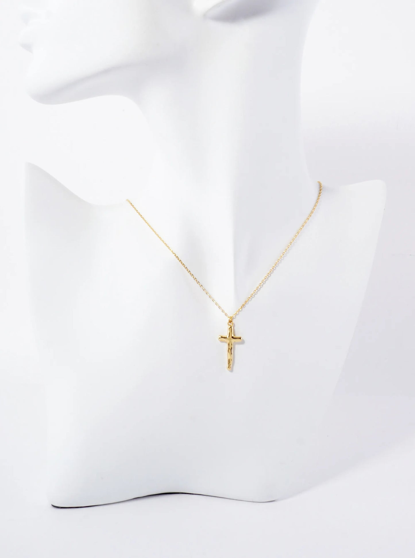 Religious-Theme Polished Brass Isaiah 40 31 Hammered-Texture Cross Pendant Hypoallergenic 18K-Gold-Dipped Necklace
