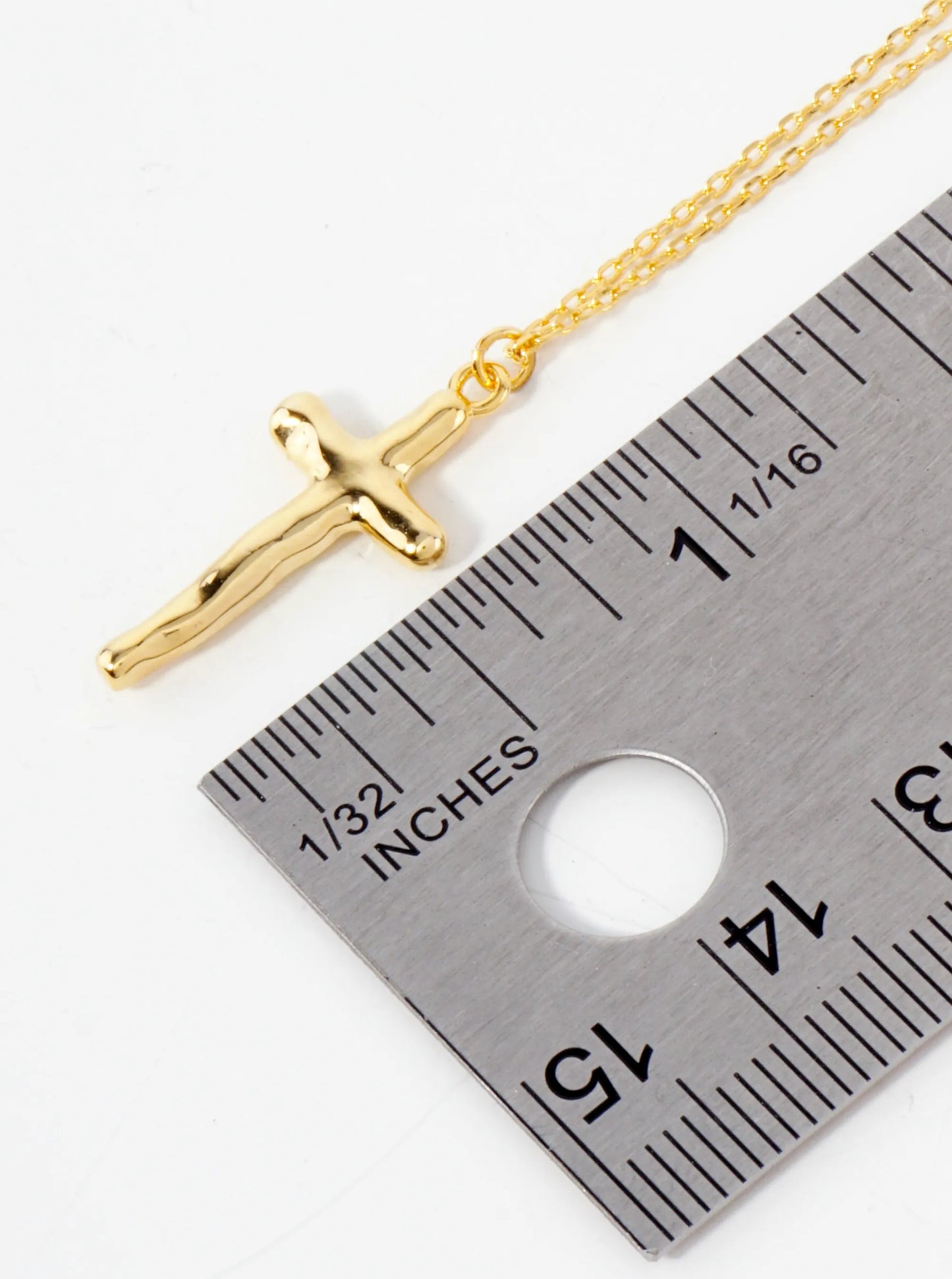Religious-Theme Polished Brass Isaiah 40 31 Hammered-Texture Cross Pendant Hypoallergenic 18K-Gold-Dipped Necklace