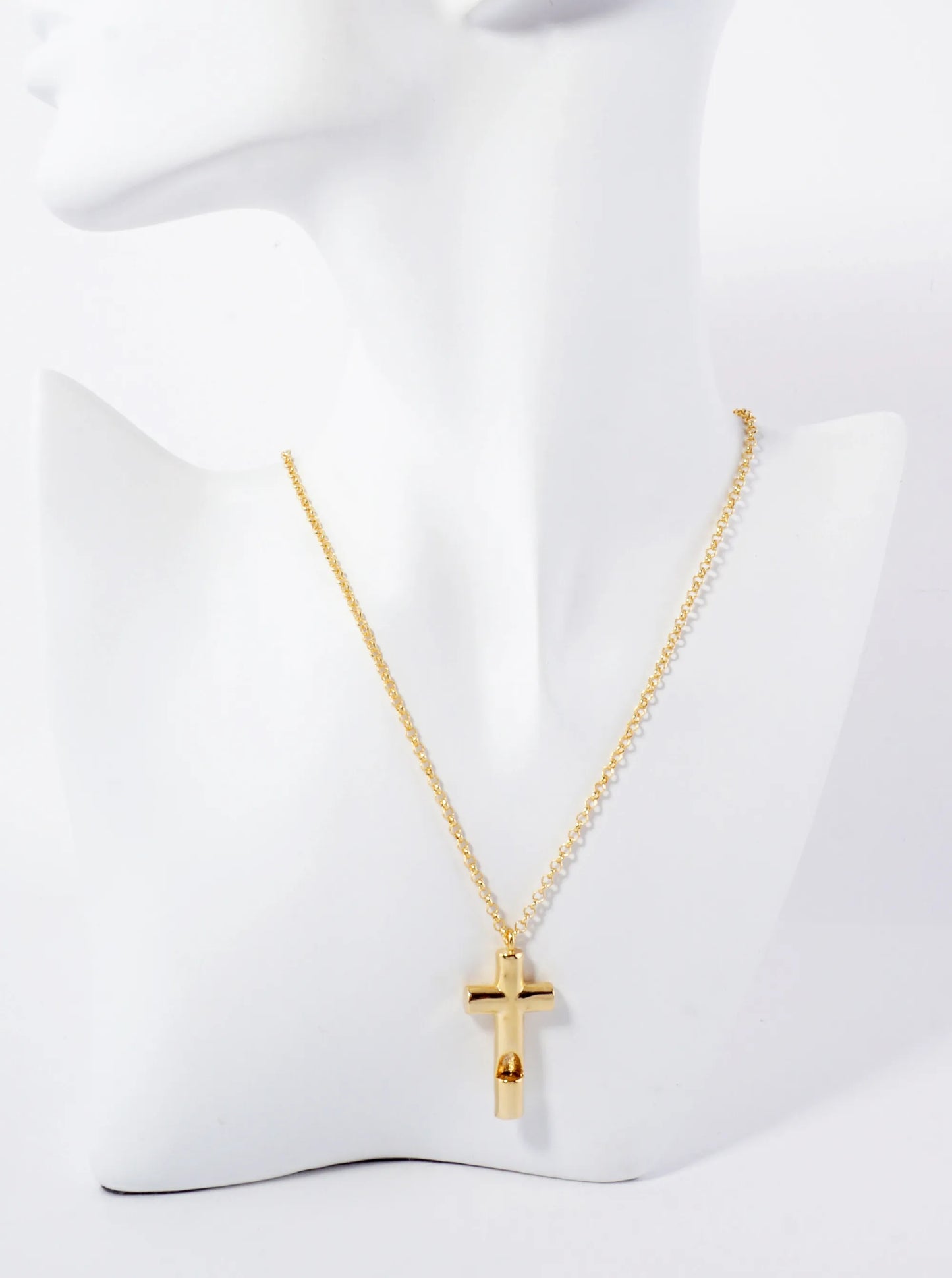 Religious-Theme Psalm 121 7-8 Cross Whistle Pendant Hypoallergenic 18K-Gold-Dipped Necklace
