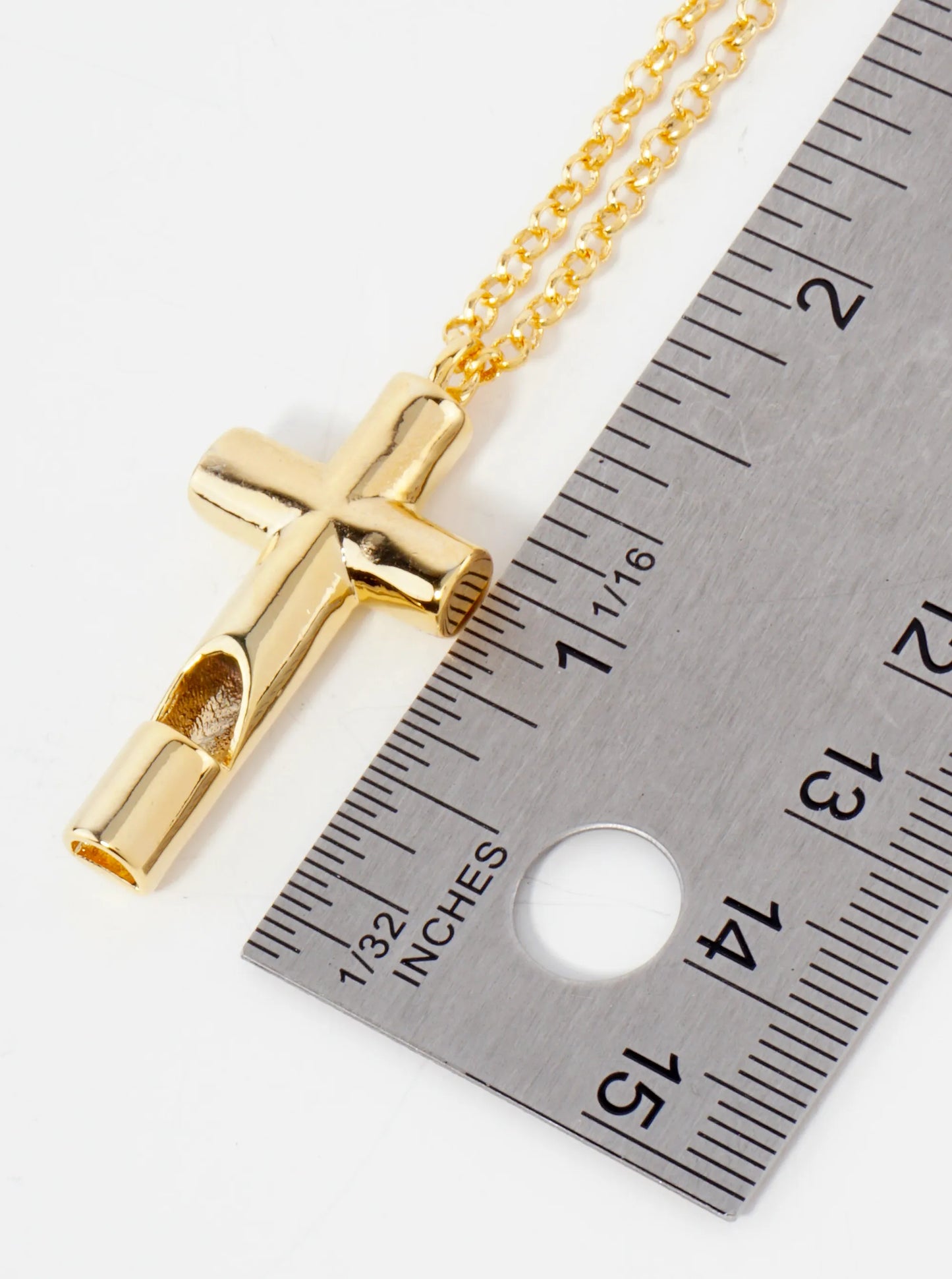 Religious-Theme Psalm 121 7-8 Cross Whistle Pendant Hypoallergenic 18K-Gold-Dipped Necklace
