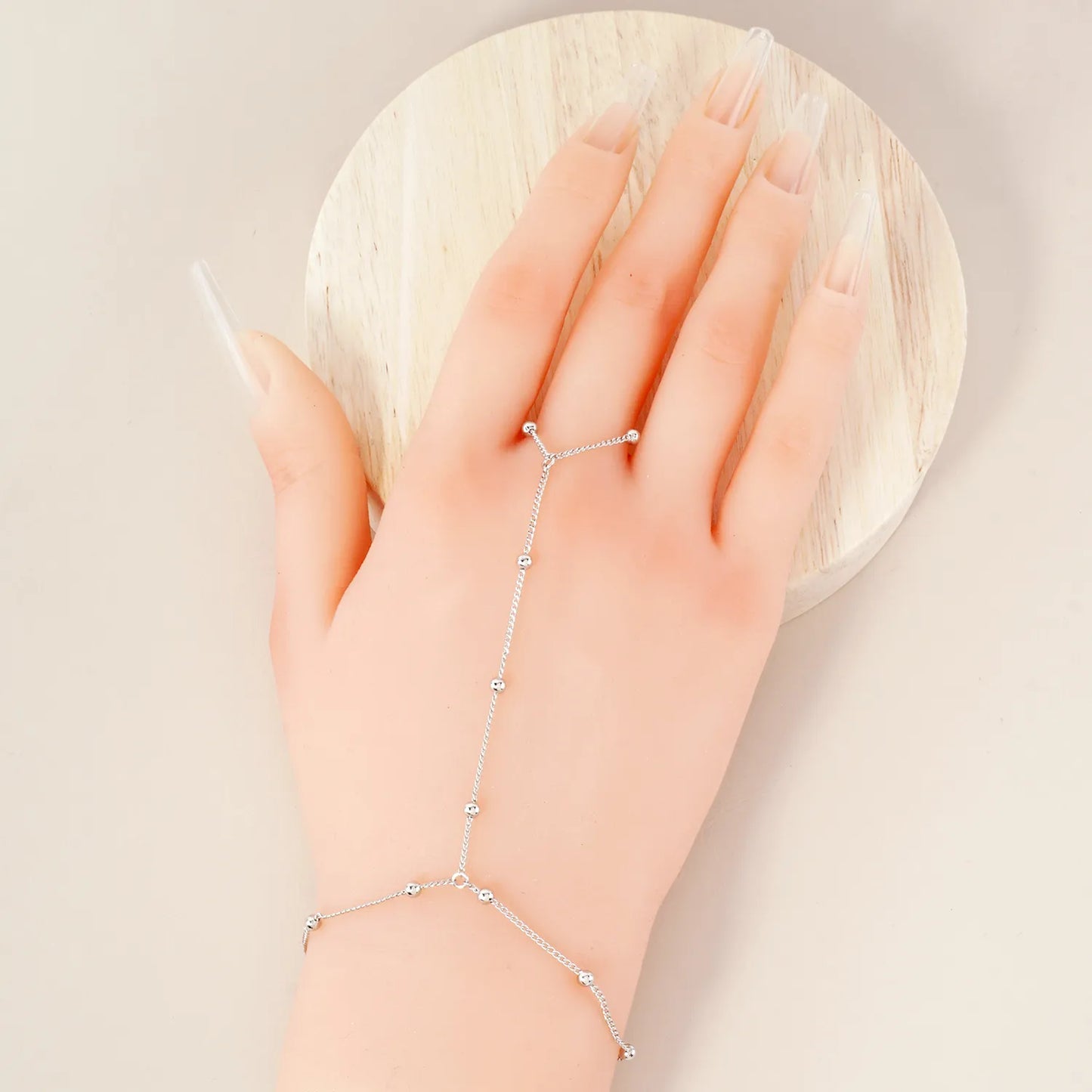 Religious-Theme Satellite Delicate Cross 18K-Gold-Dipped Brass Hand-Chain Bracelet