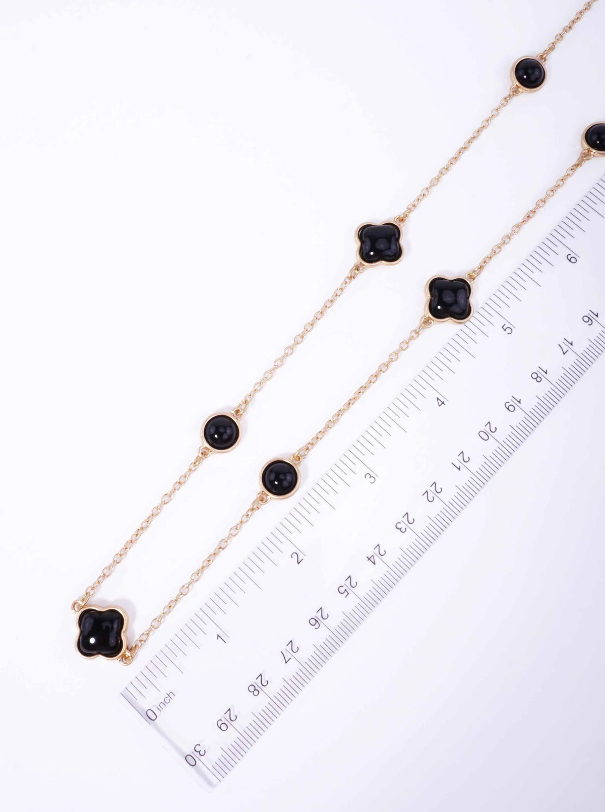 Resin Round Quatrefoil Station Long Necklace