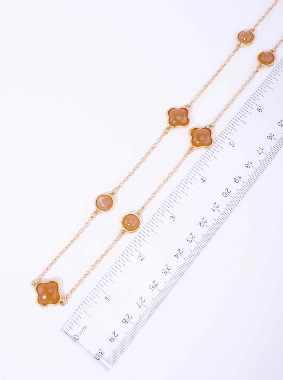 Resin Round Quatrefoil Station Long Necklace