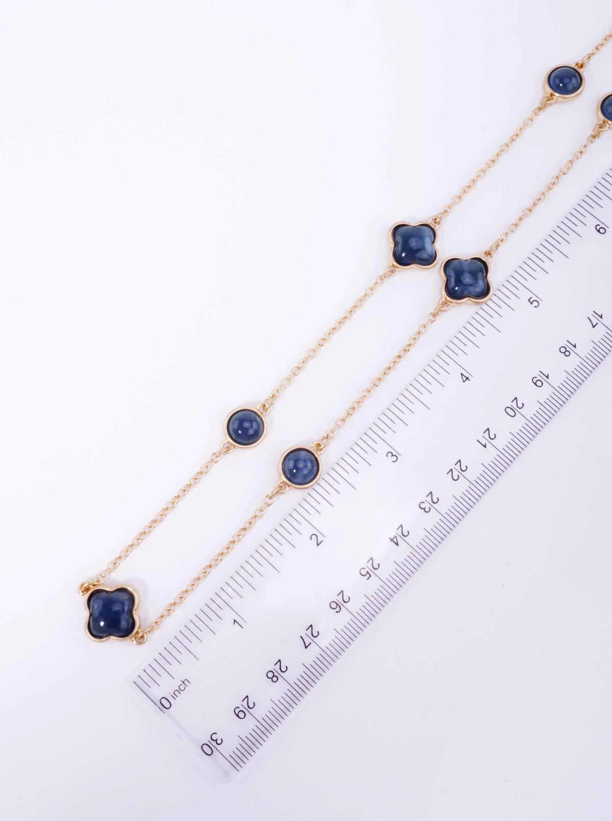 Resin Round Quatrefoil Station Long Necklace