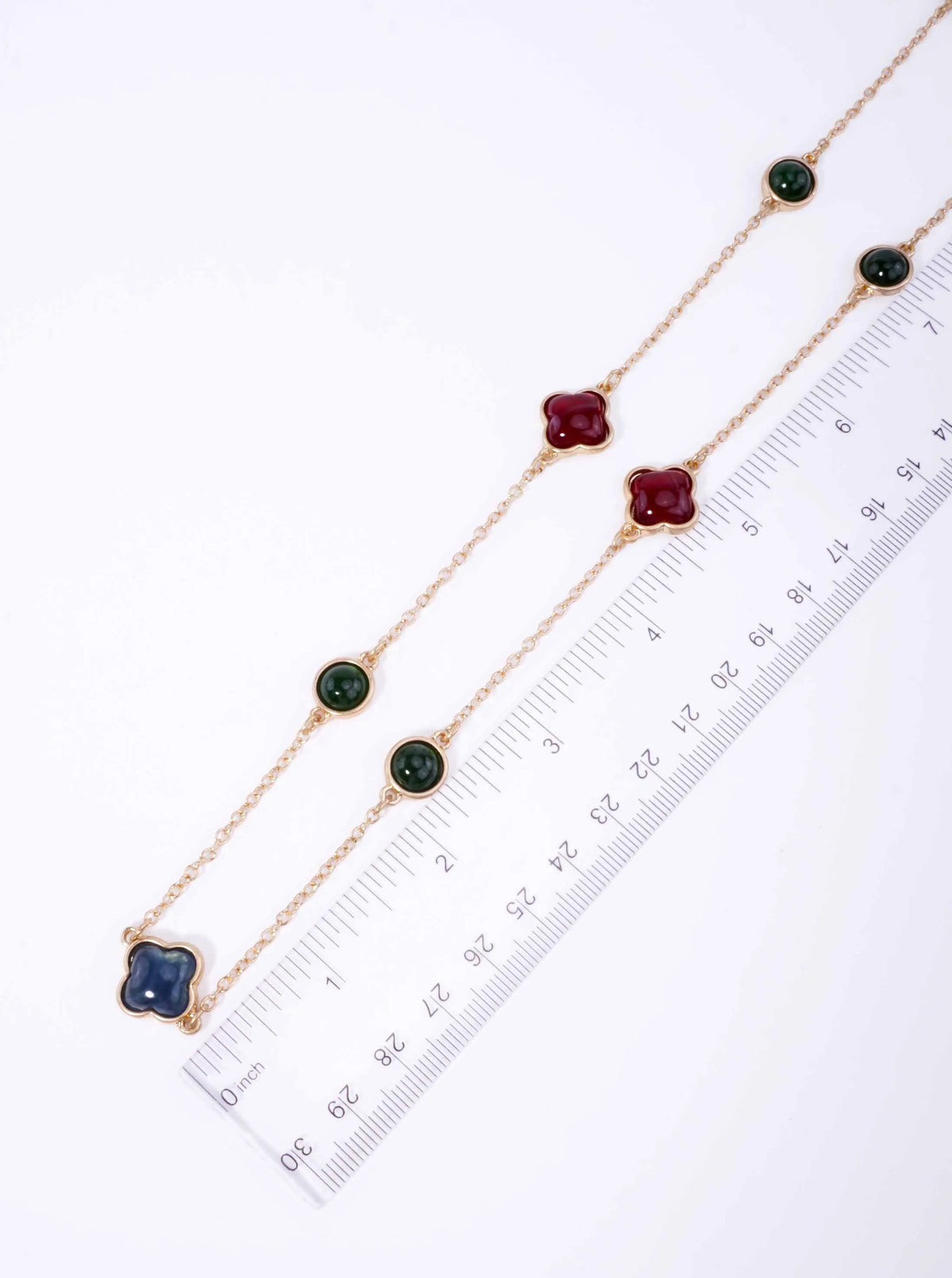 Resin Round Quatrefoil Station Long Necklace