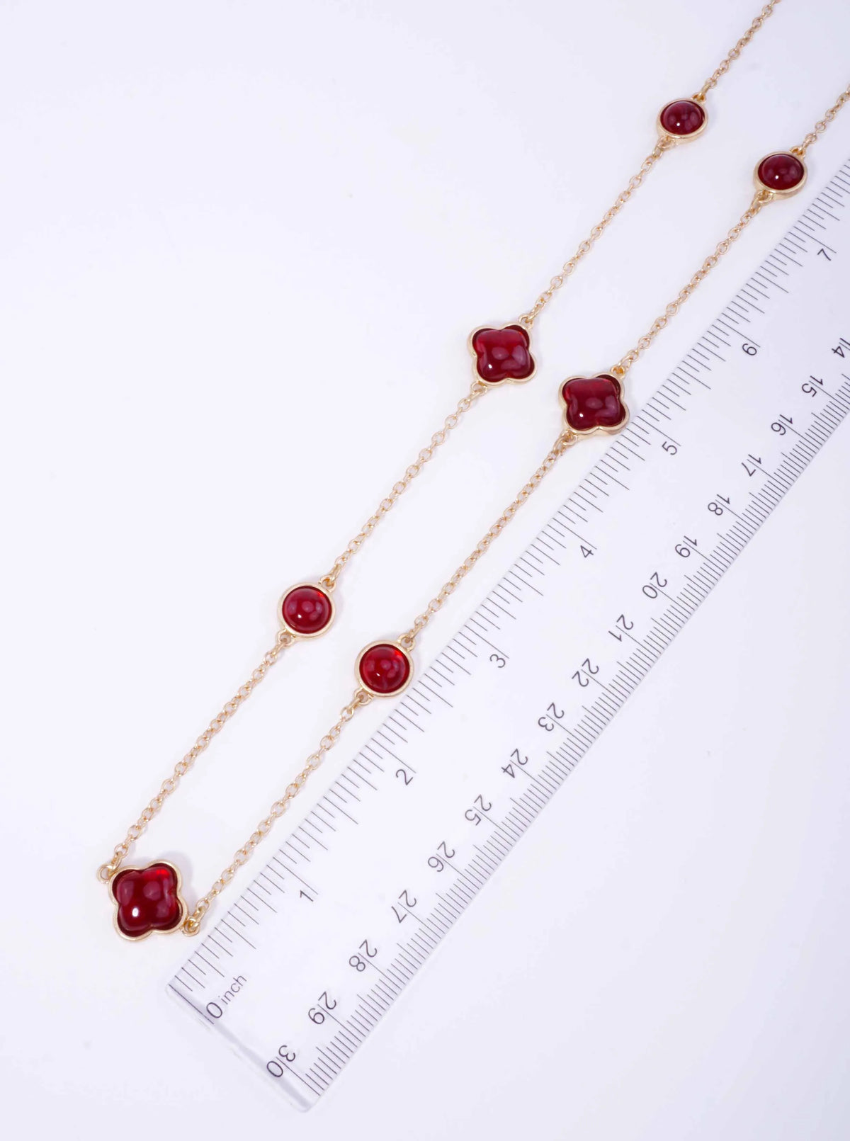 Resin Round Quatrefoil Station Long Necklace