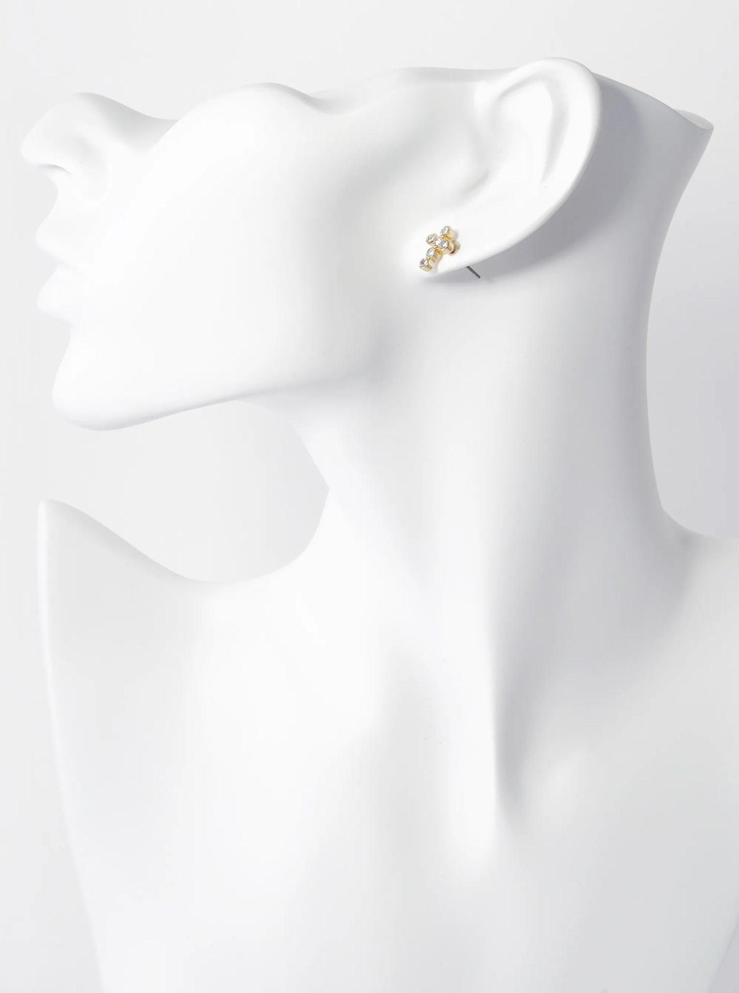 Rhinestone 11mm Cross Stud Earrings