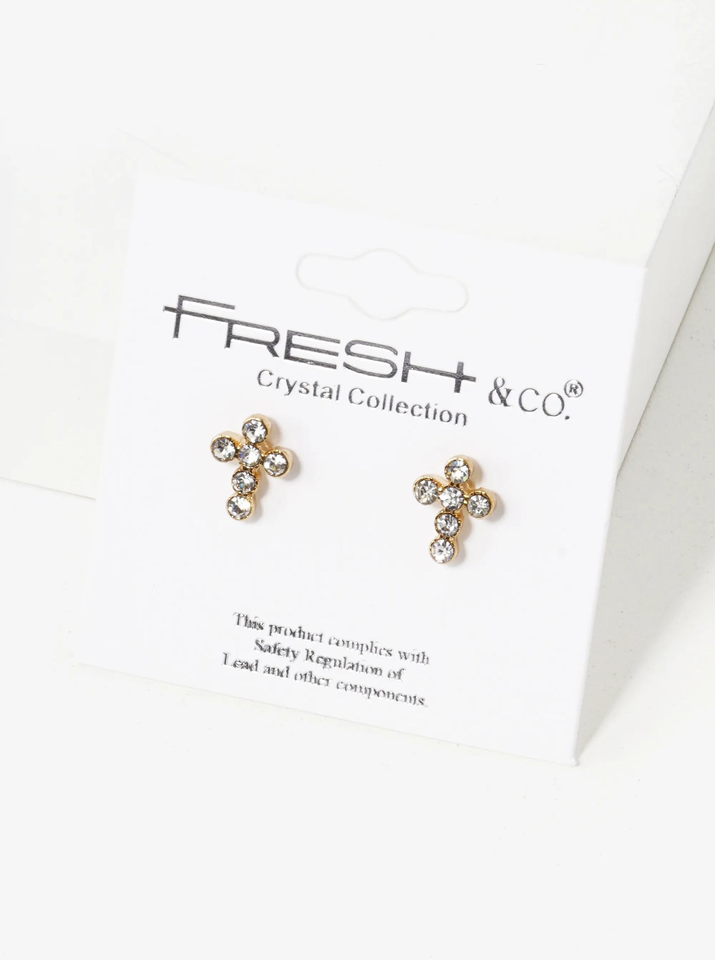 Rhinestone 11mm Cross Stud Earrings