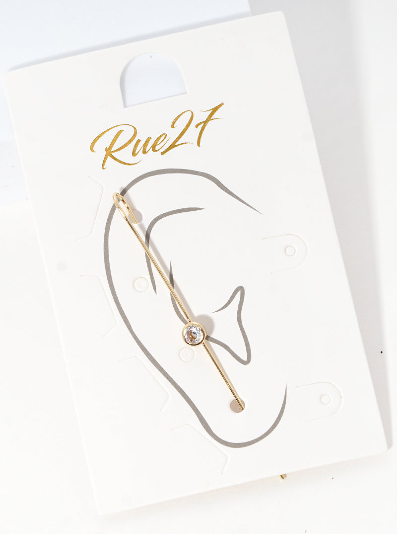 Rhinestone Accent Ear Pin Needle Earrings