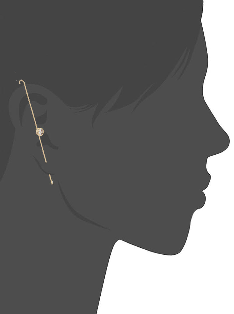 Rhinestone Accent Ear Pin Needle Earrings