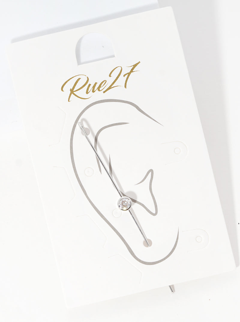 Rhinestone Accent Ear Pin Needle Earrings