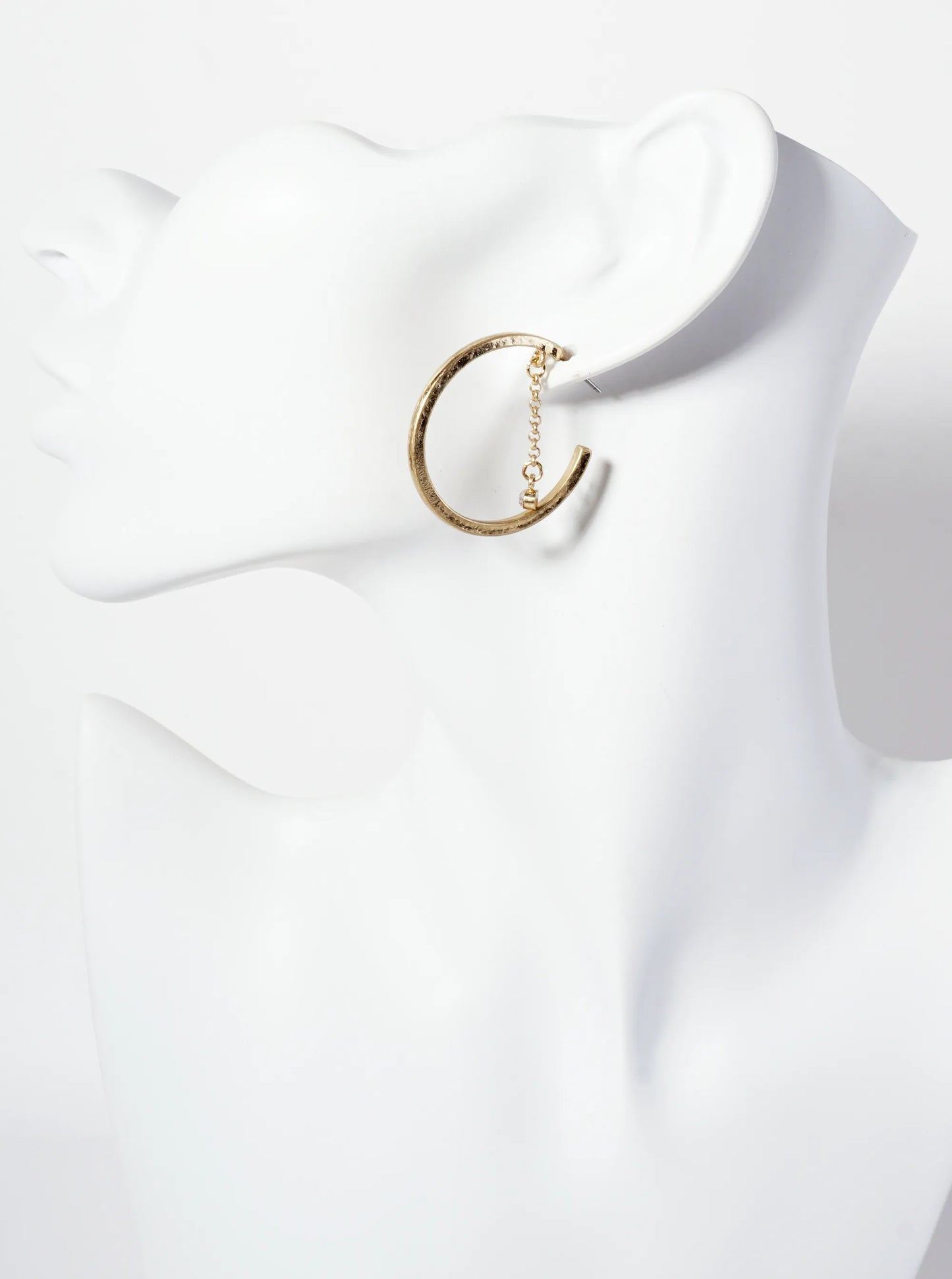 Rhinestone Chain Drop 30mm Open Hoop Earrings
