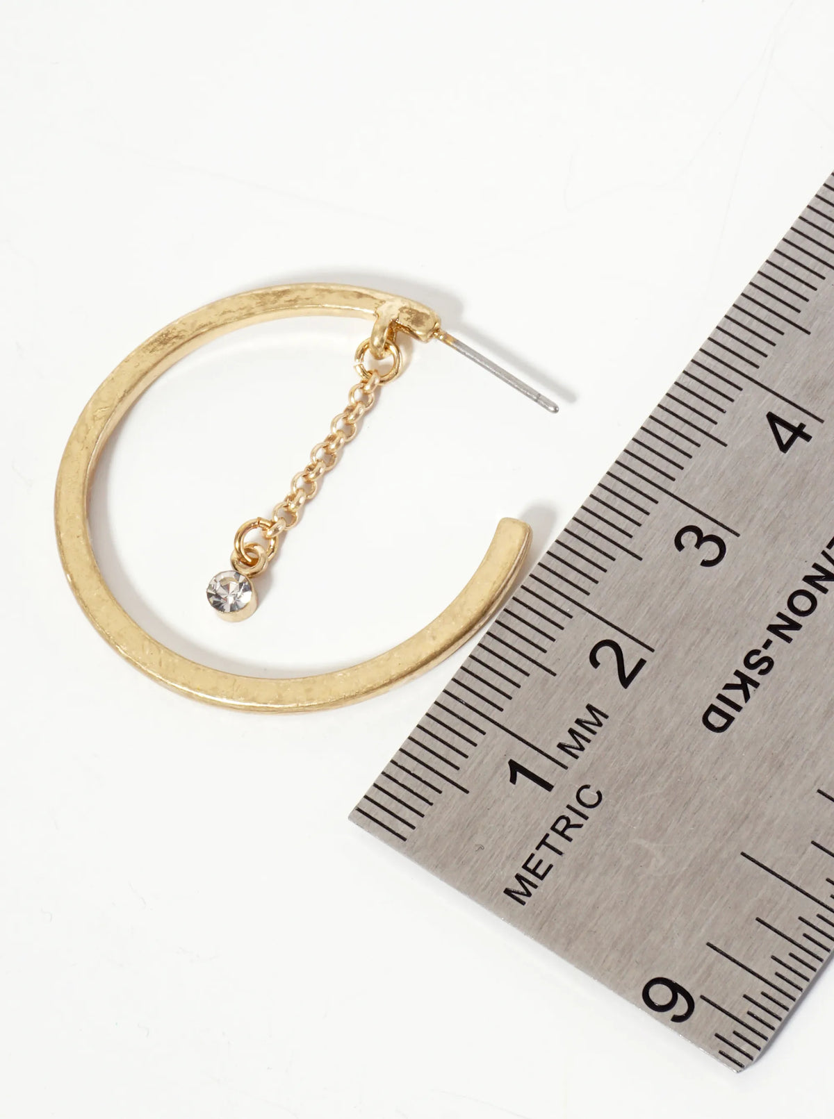 Rhinestone Chain Drop 30mm Open Hoop Earrings