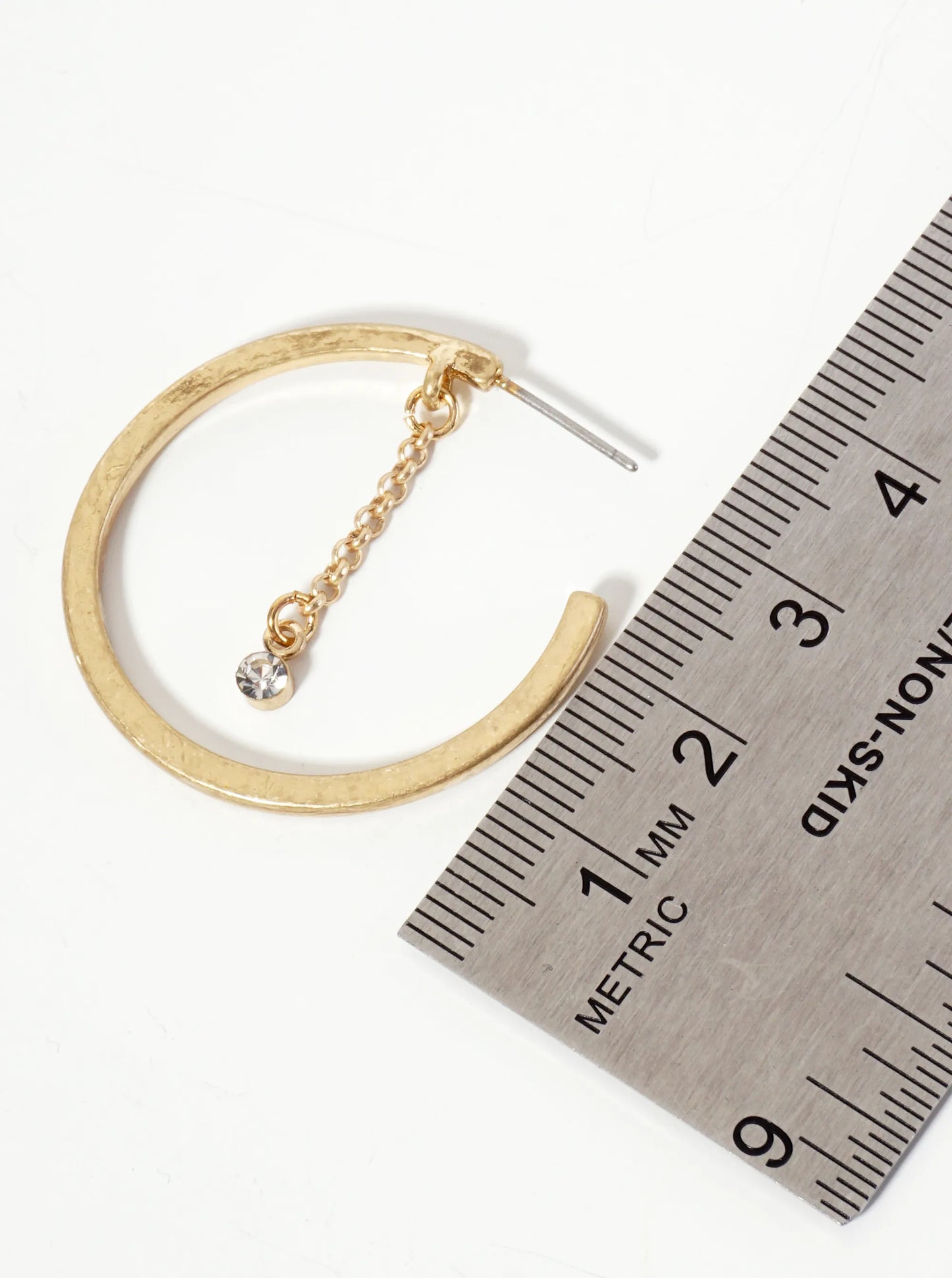Rhinestone Chain Drop 30mm Open Hoop Earrings