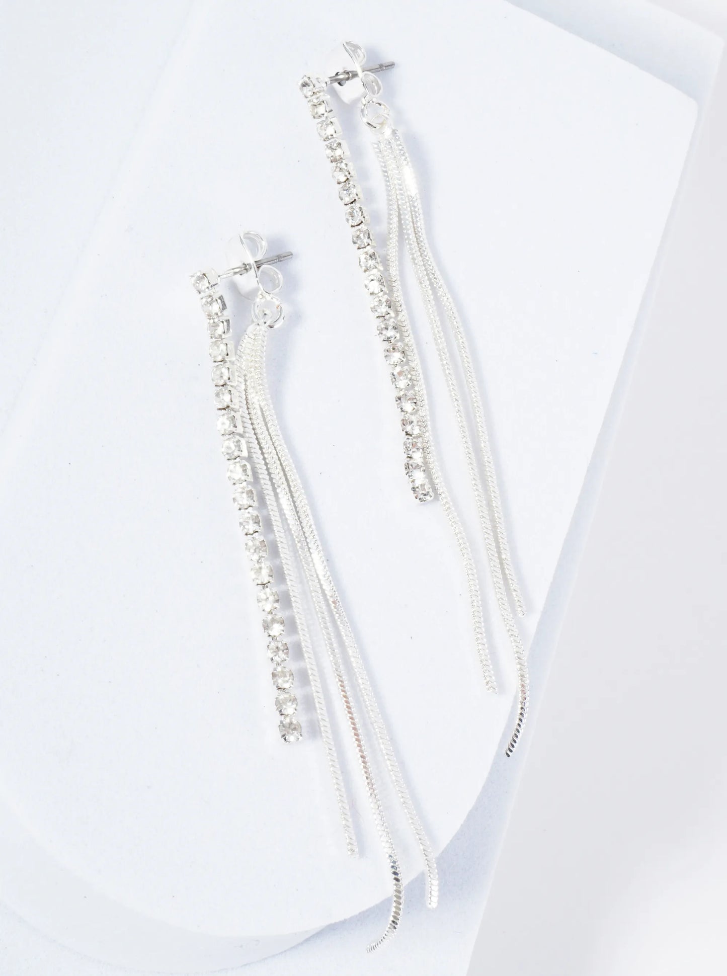 Rhinestone Chain Drop Post Earrings