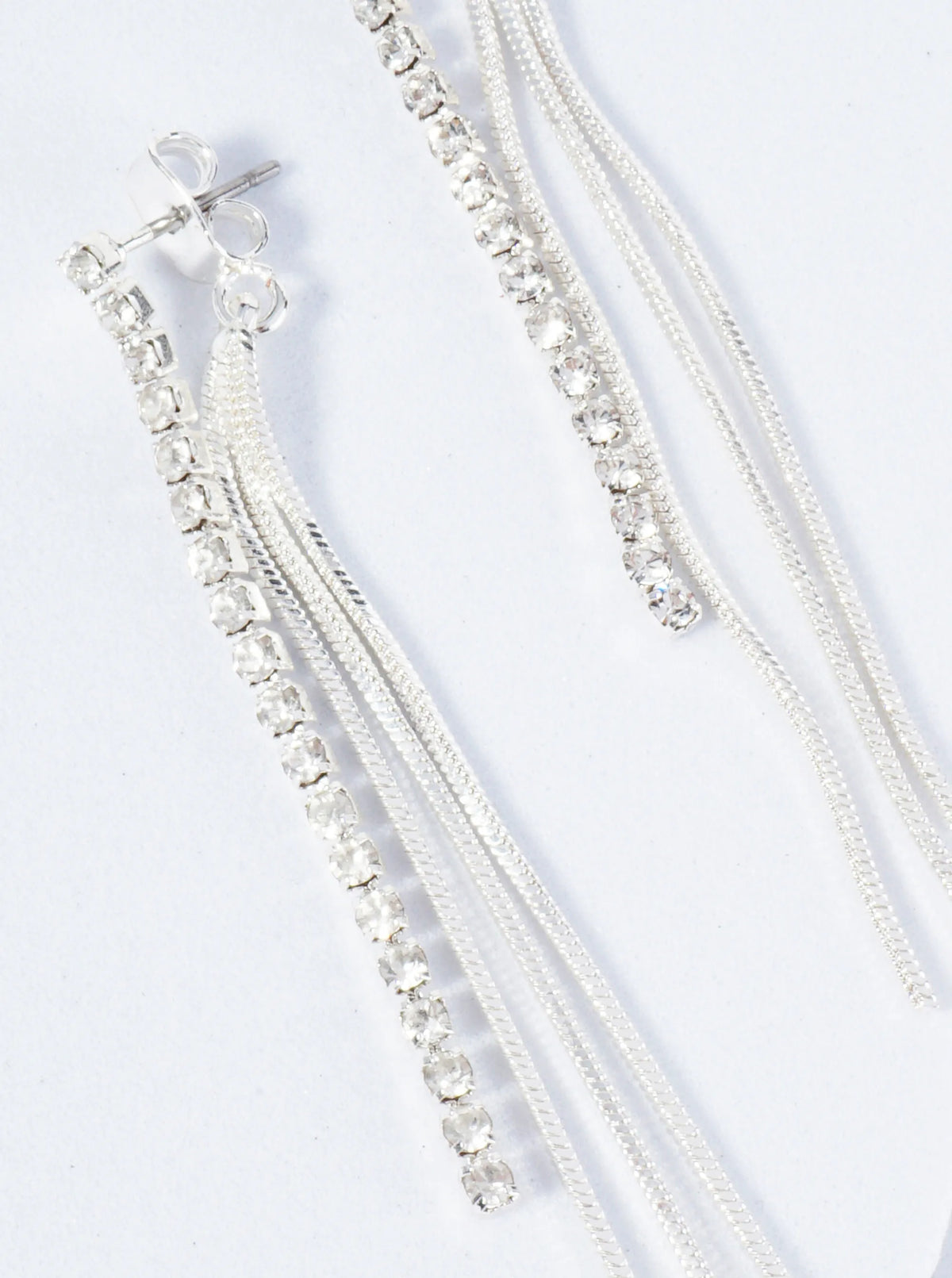 Rhinestone Chain Drop Post Earrings