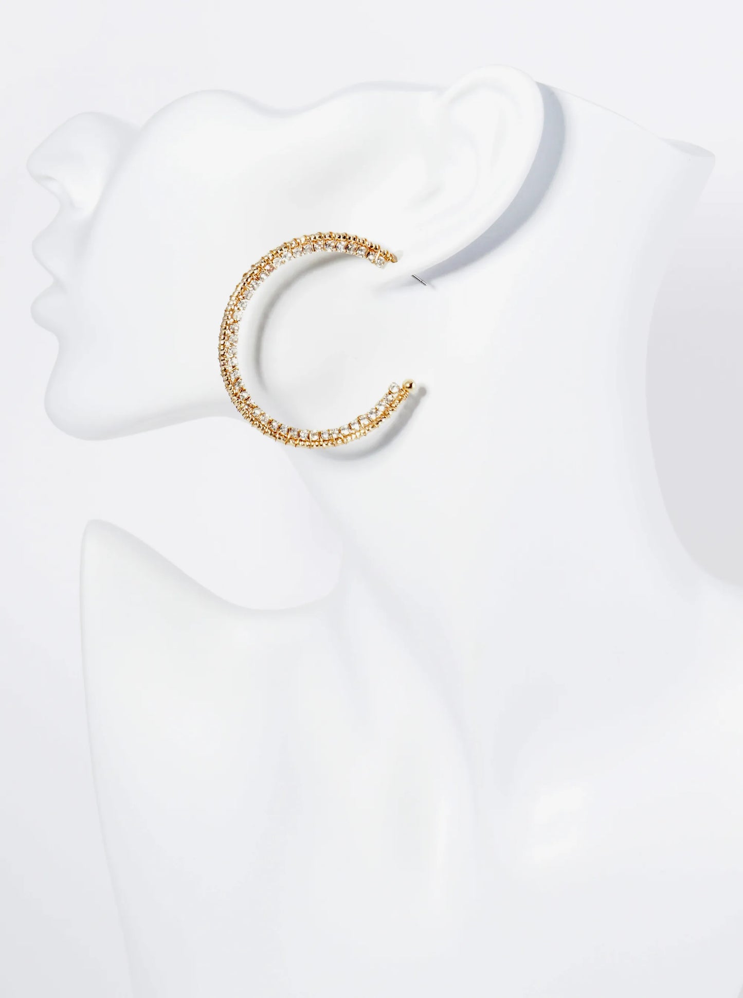 Rhinestone Wired 45mm Open Hoop Earrings