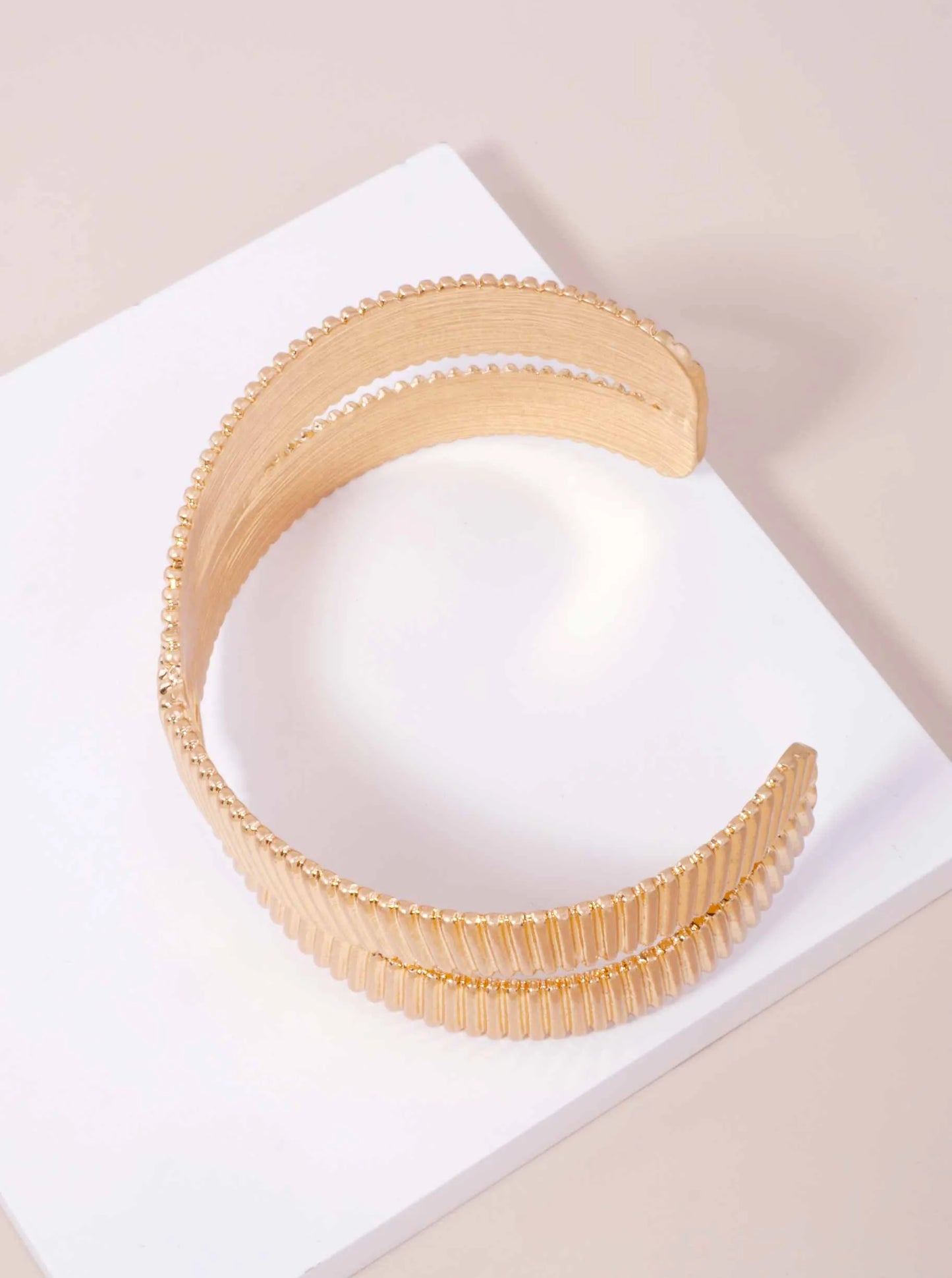 Ribbed Cross Over Statement Cuff Bracelet