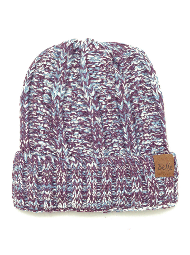 Ribbed Knit Peekaboo Ponytail Fleece Beanie