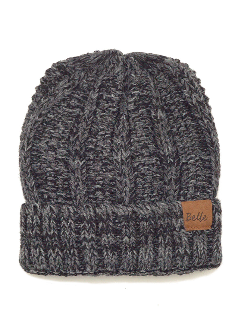 Ribbed Knit Peekaboo Ponytail Fleece Beanie