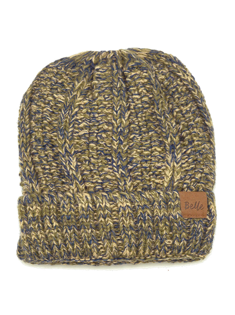 Ribbed Knit Peekaboo Ponytail Fleece Beanie