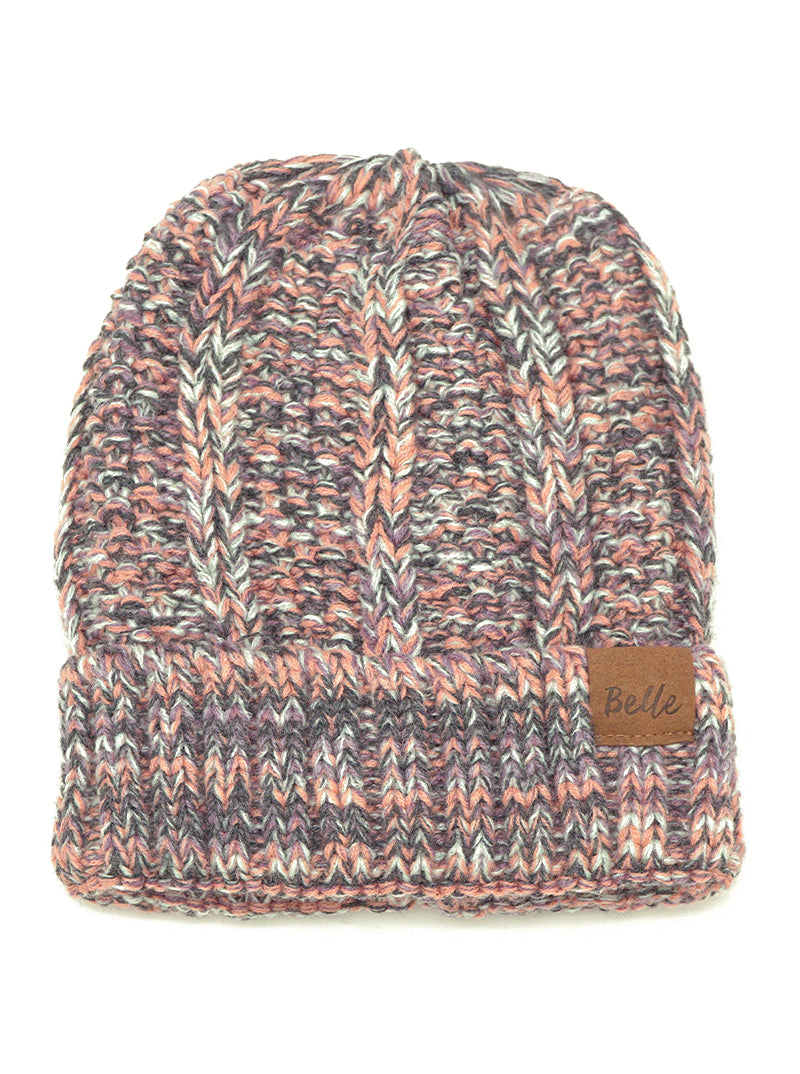 Ribbed Knit Peekaboo Ponytail Fleece Beanie