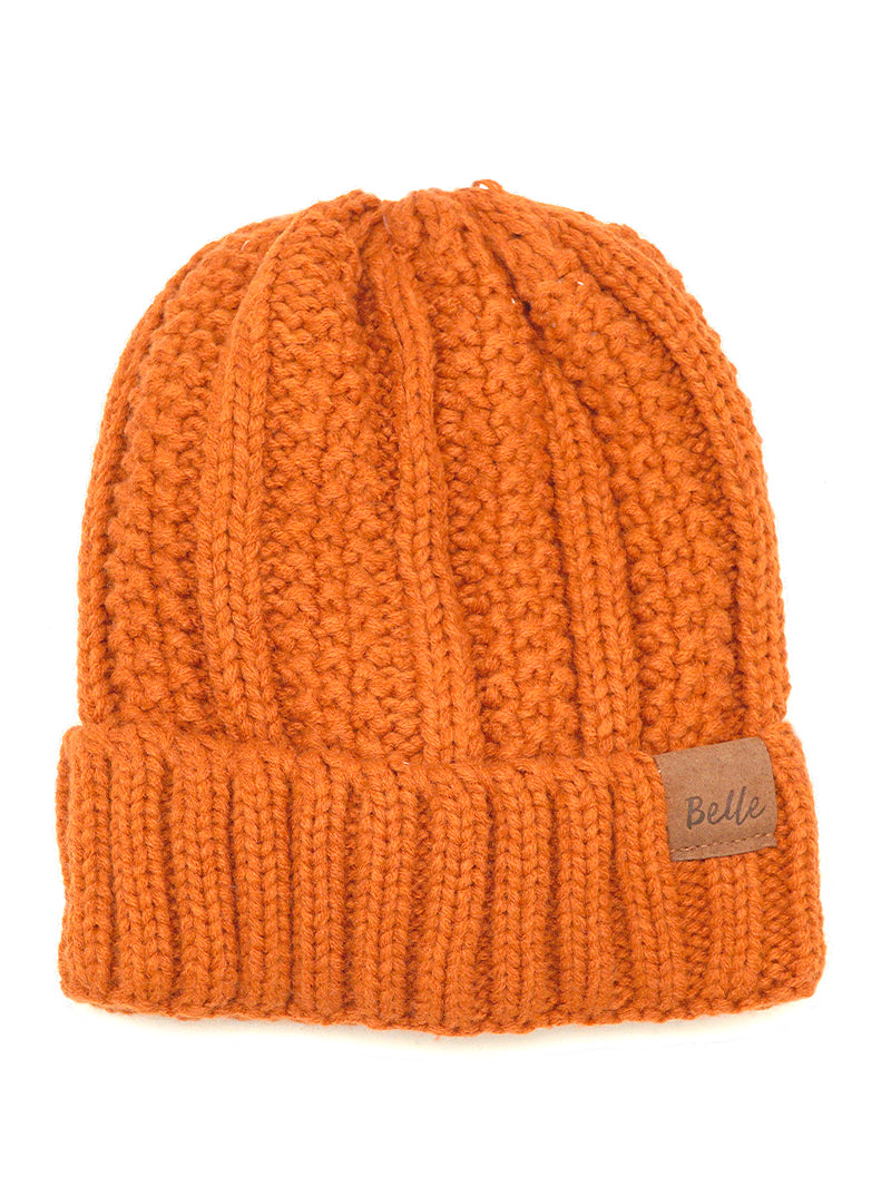 Ribbed Knit Peekaboo Ponytail Fleece Beanie