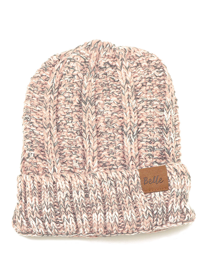 Ribbed Knit Peekaboo Ponytail Fleece Beanie