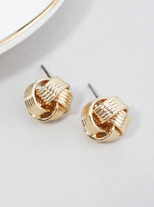 Ribbed Knot Stud Earrings