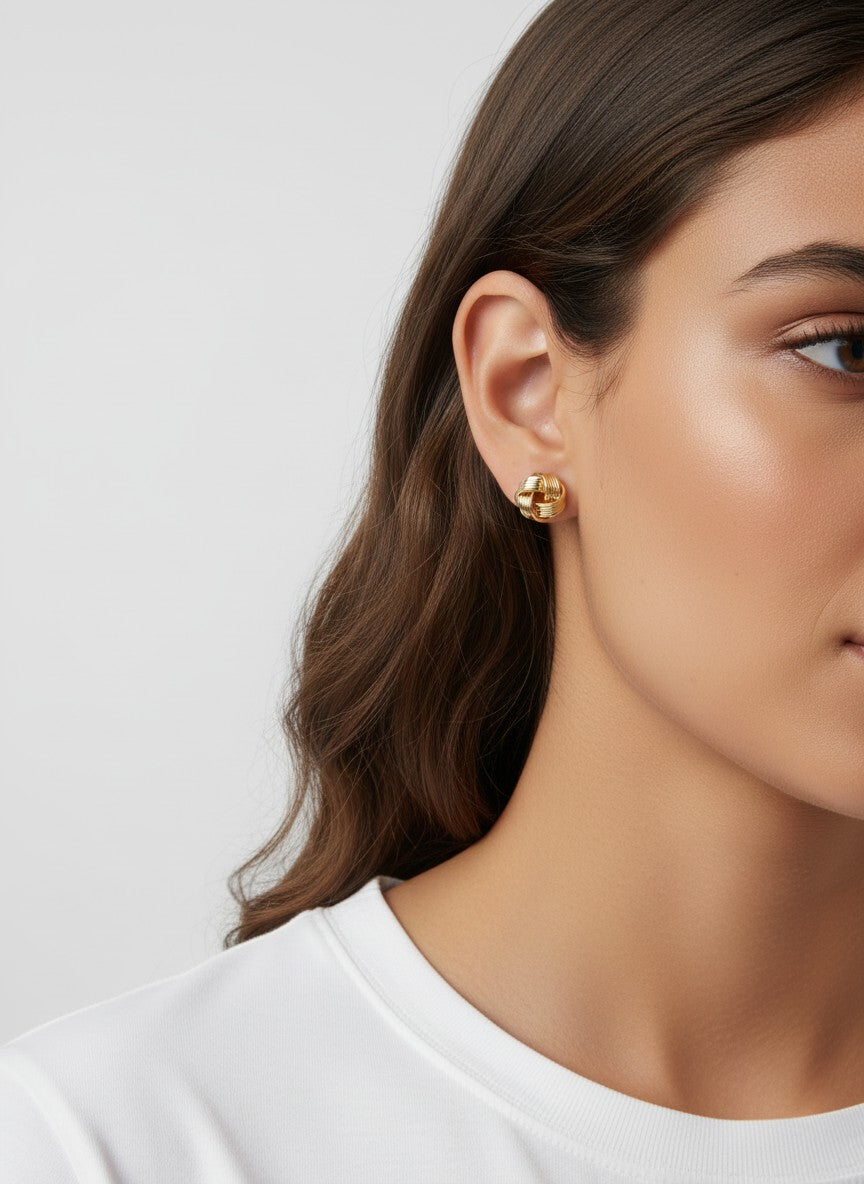 Ribbed Knot Stud Earrings
