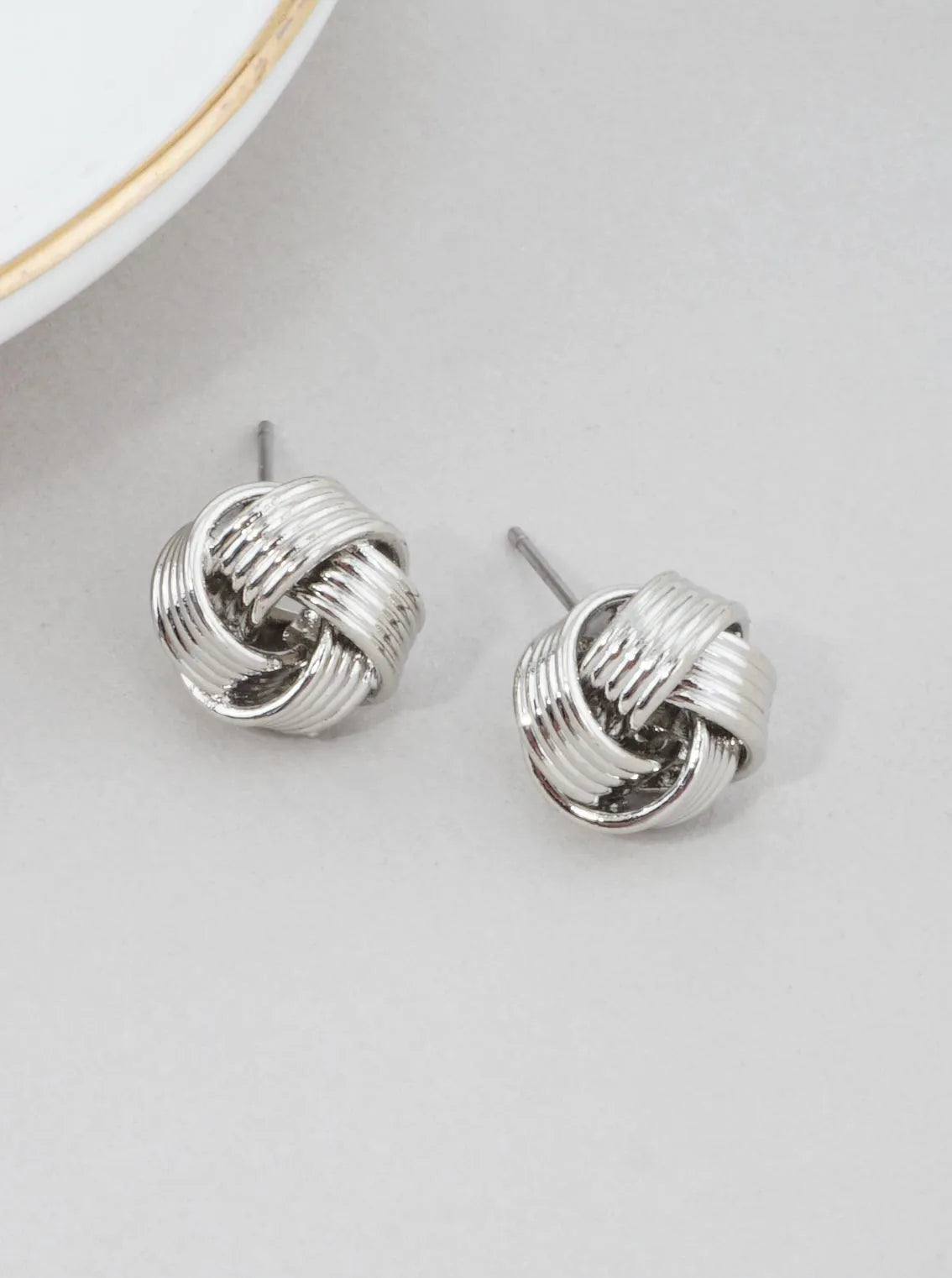 Ribbed Knot Stud Earrings