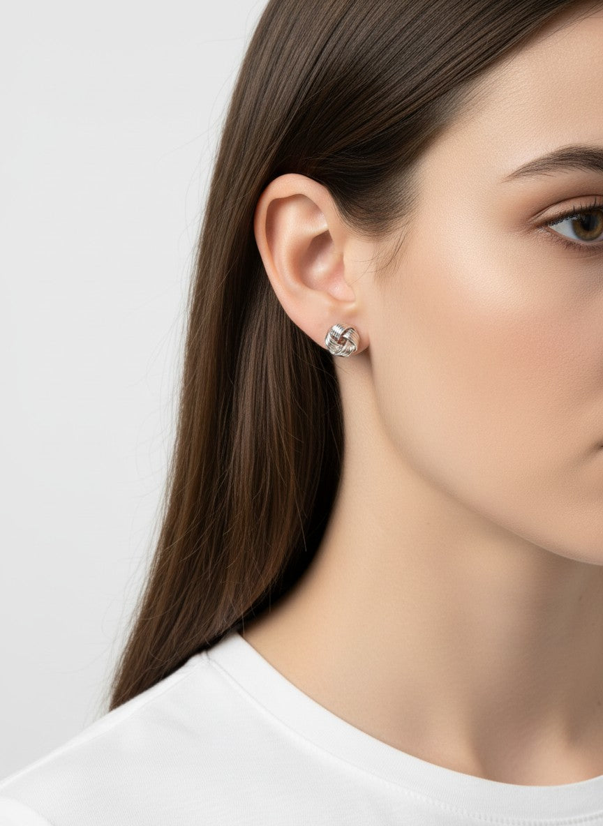 Ribbed Knot Stud Earrings