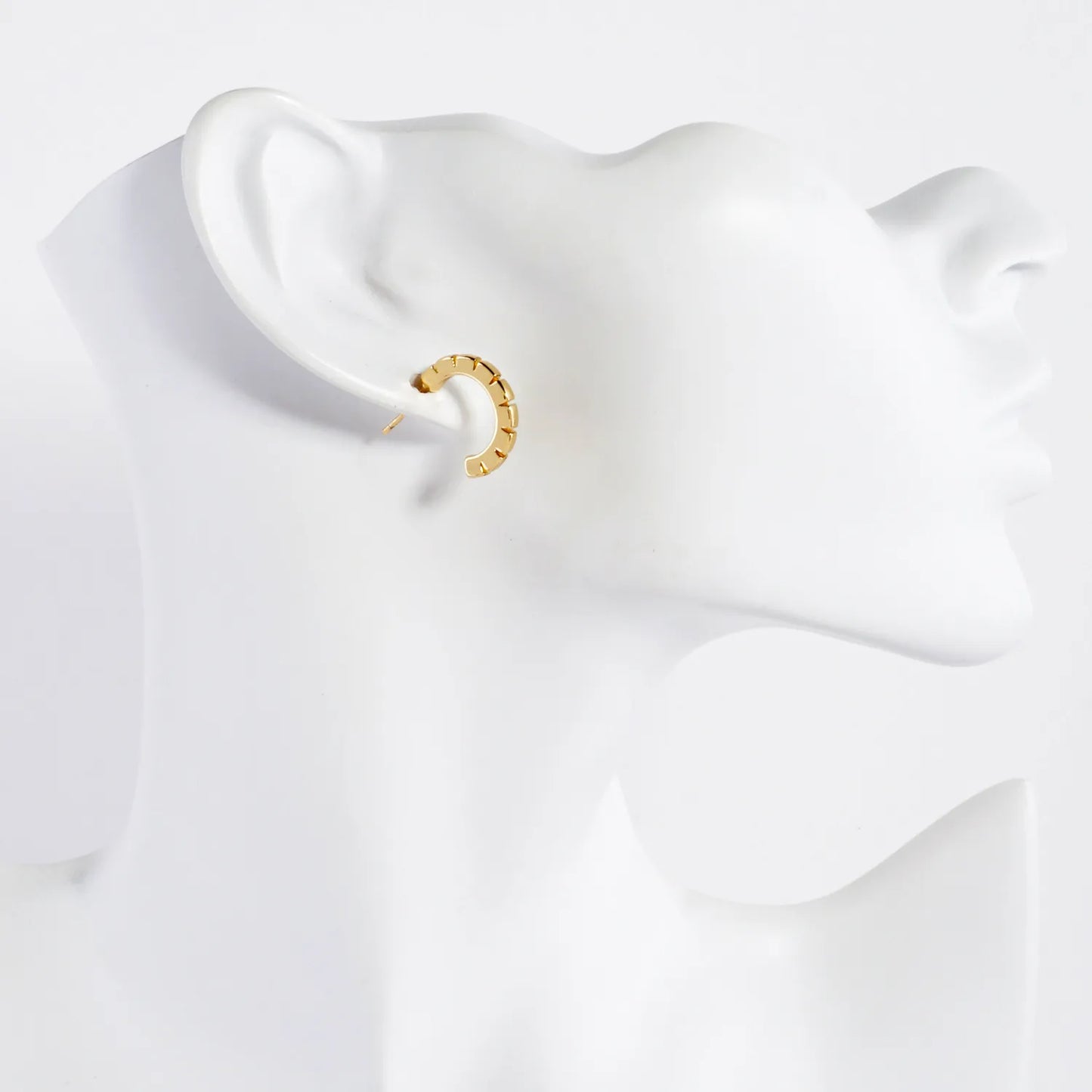 Ridged Textured 15mm 14K-Gold-Dipped Brass Hoop Earrings