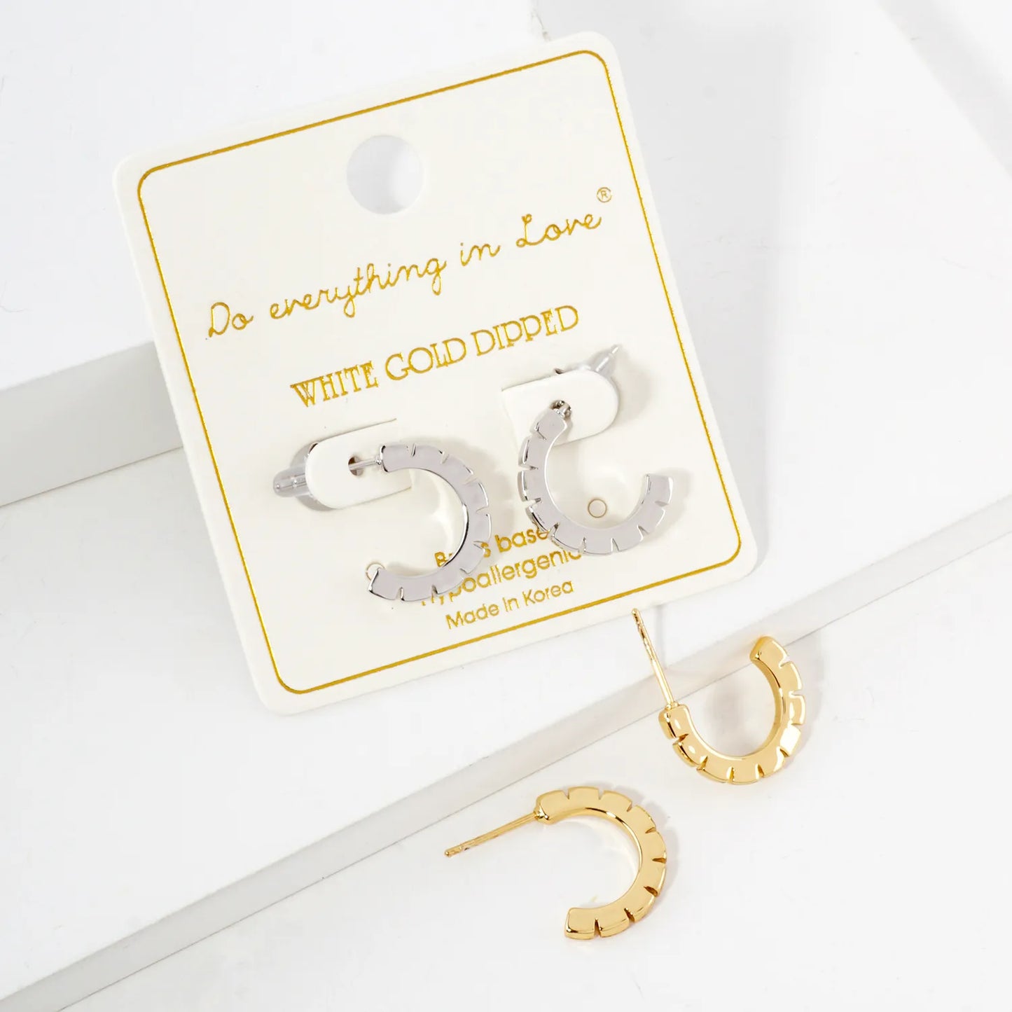 Ridged Textured 15mm 14K-Gold-Dipped Brass Hoop Earrings