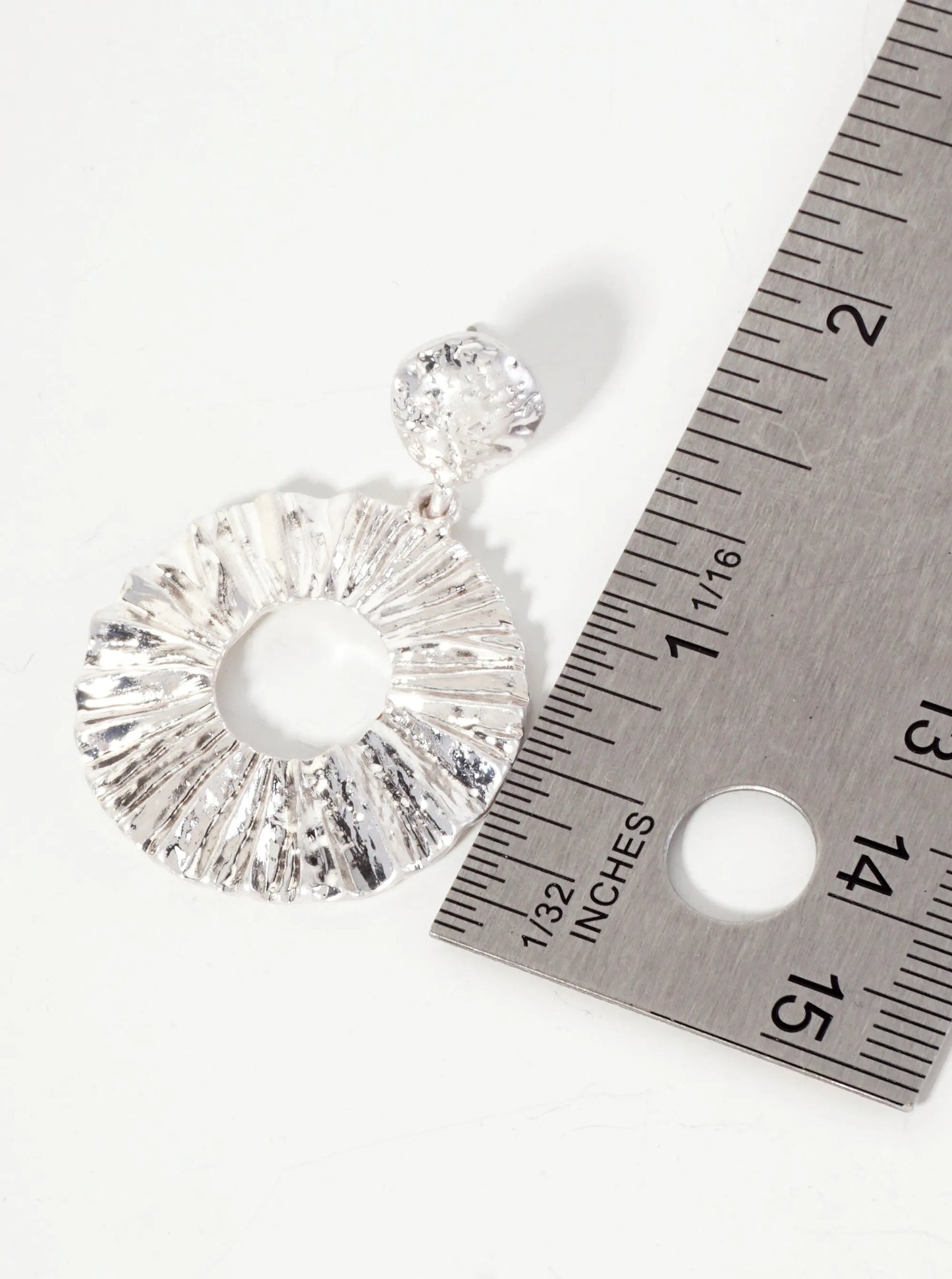 Ripped Hammered-Texture Cutout Circle Drop Dangle Earrings With-Titanium-Post