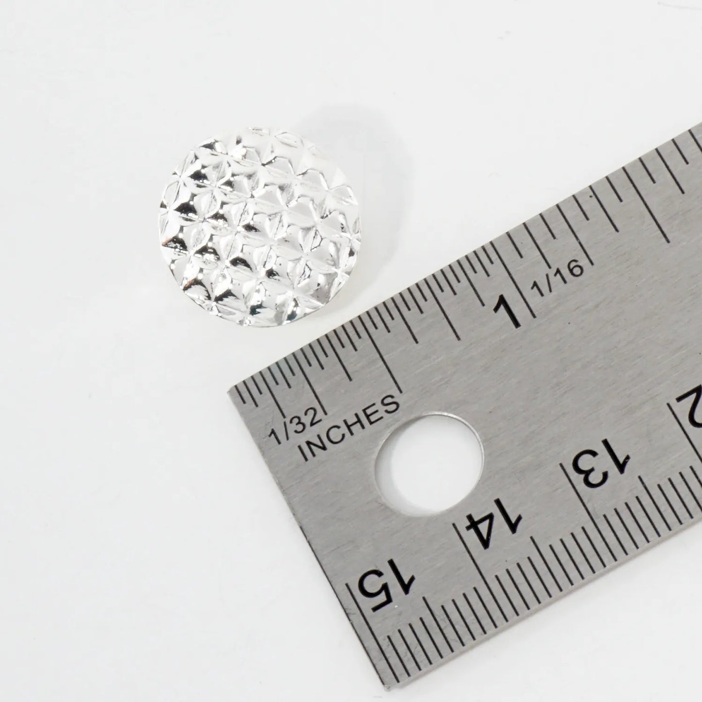 Rockstud-Texture Polished Metal Round Clip-On Earrings