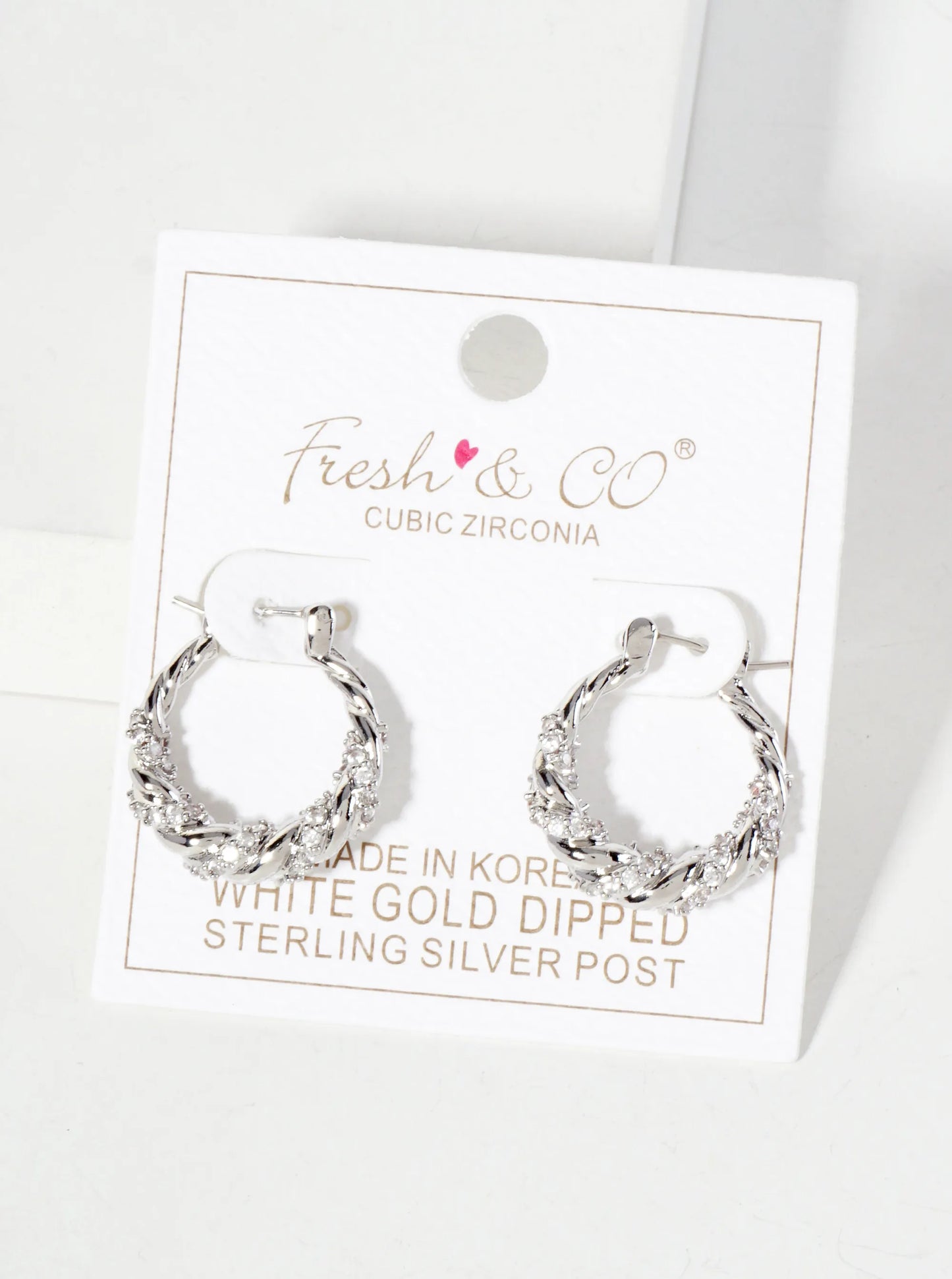 Rolled Design Single Row Of CZ Embellishment 20mm 18K-Gold-Dipped Tapered Latch-Back Hoop Earrings